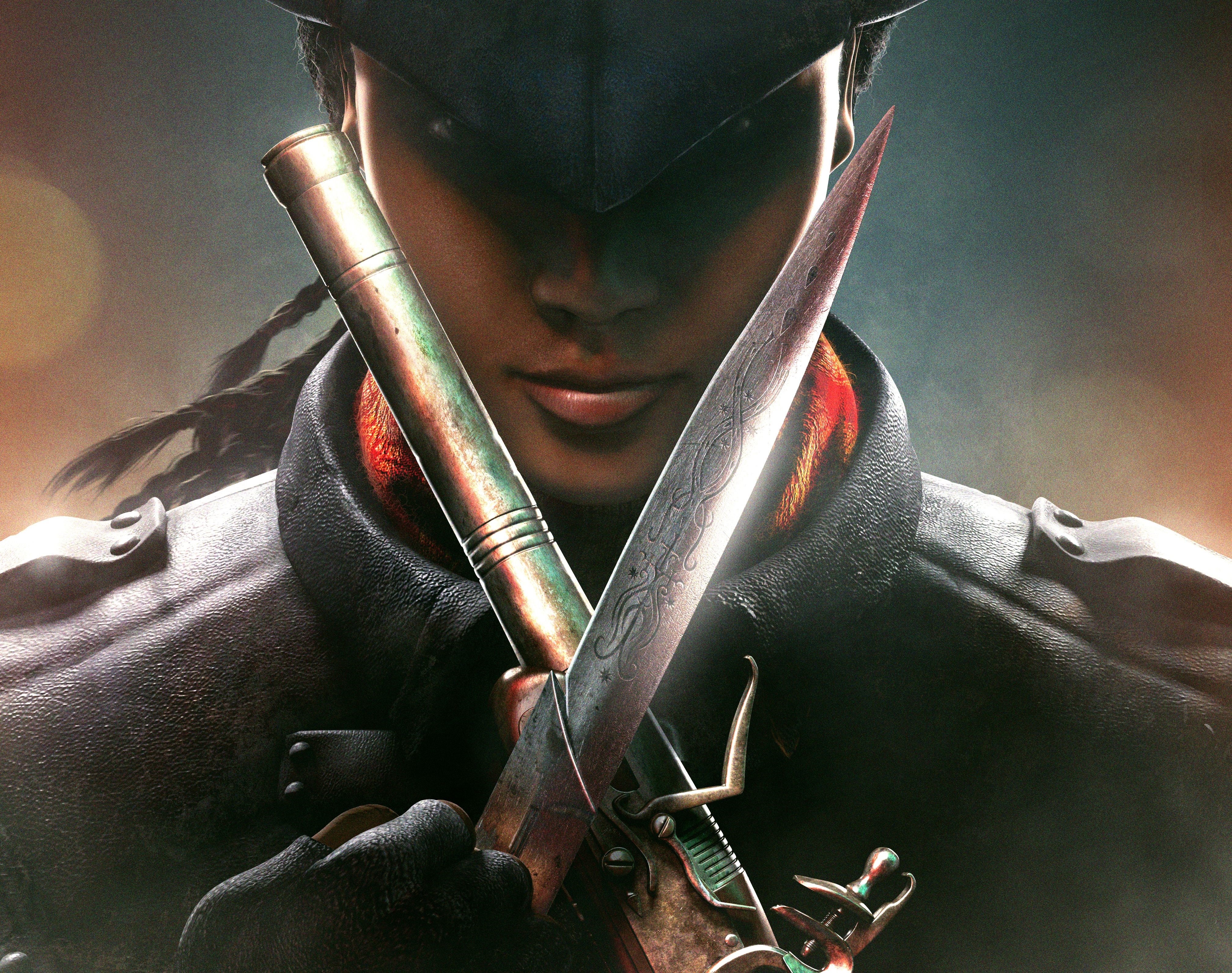 Assassin's Creed character with knife and pistol HD Wallpaper