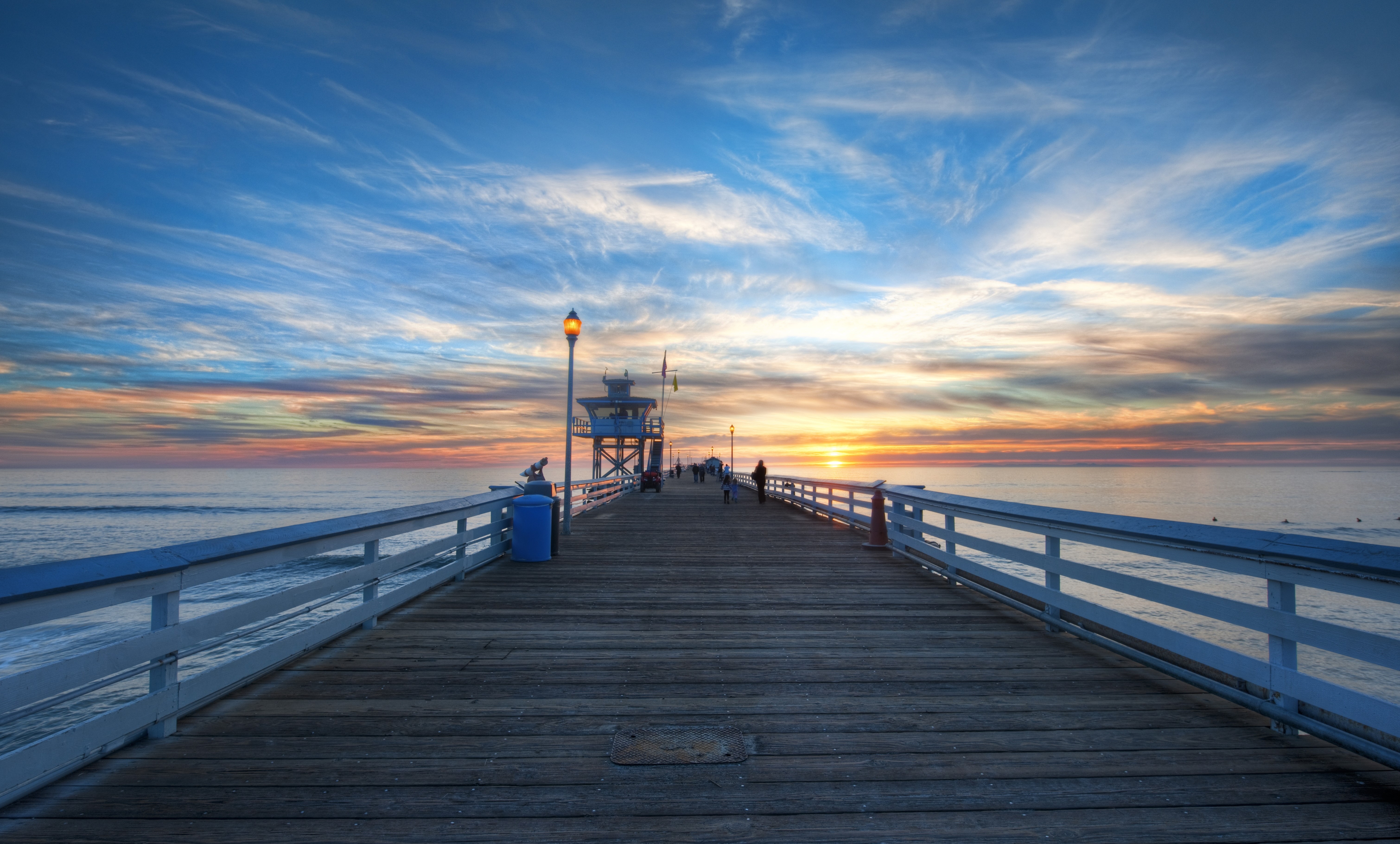 Pier at Sunset with Dramatic Sky HD Wallpaper