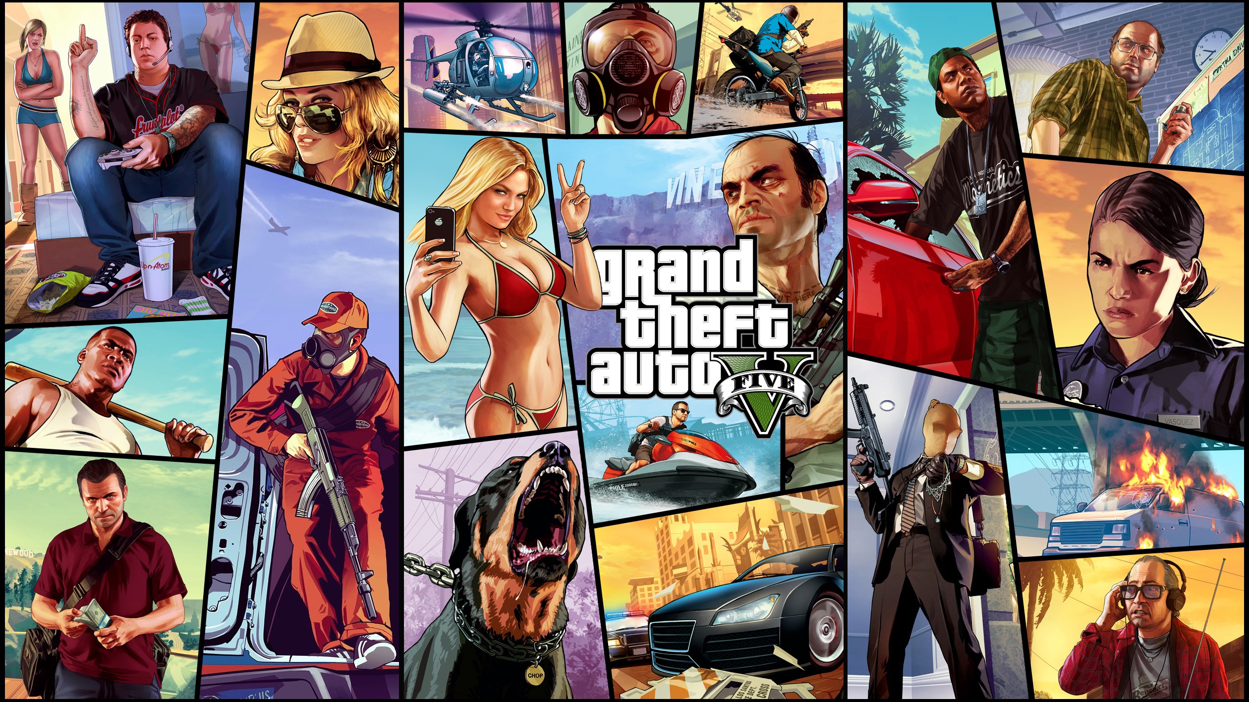 Grand Theft Auto V collage HD Wallpaper