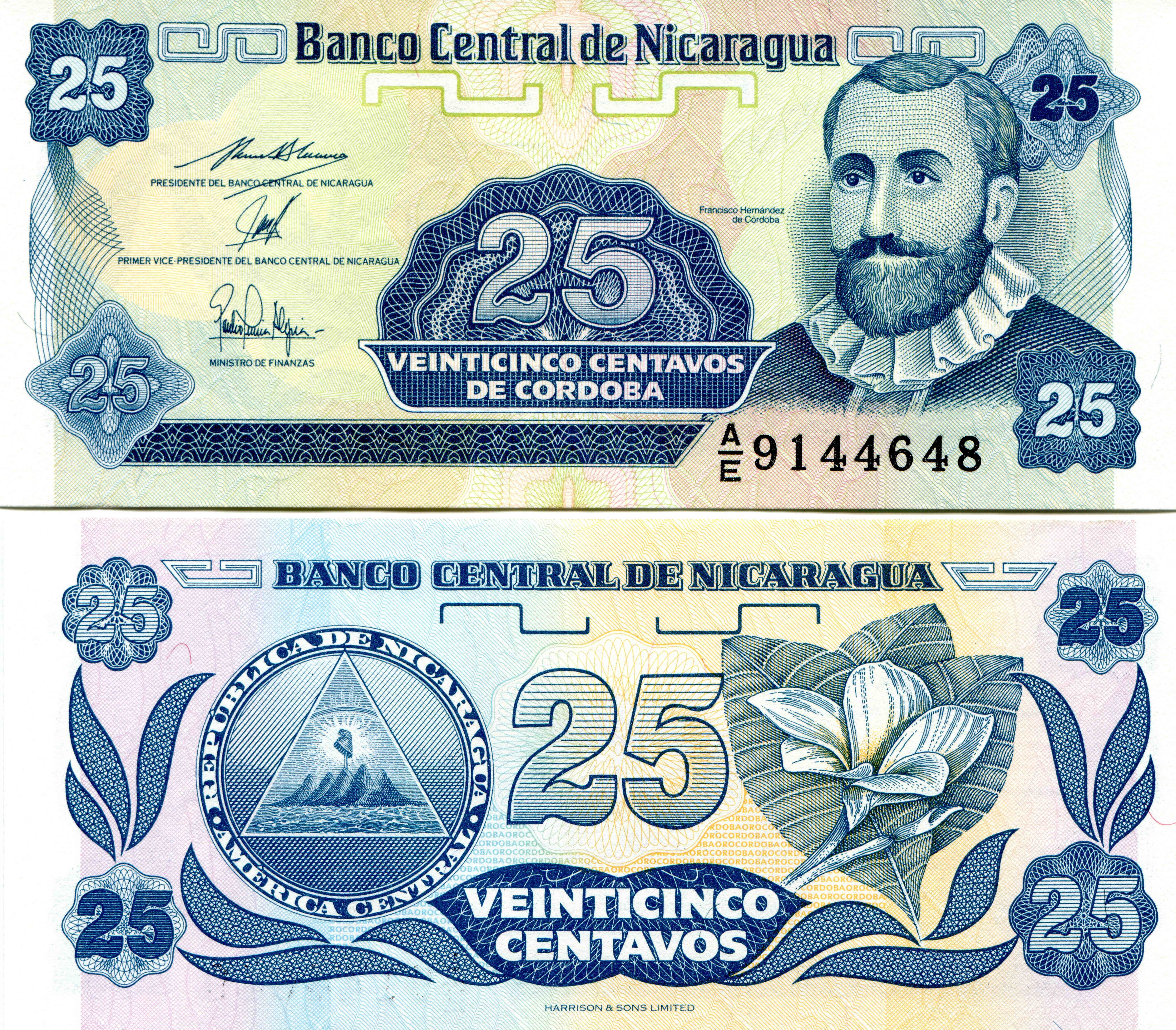 25 Centavos Nicaragua Banknote HD Wallpaper