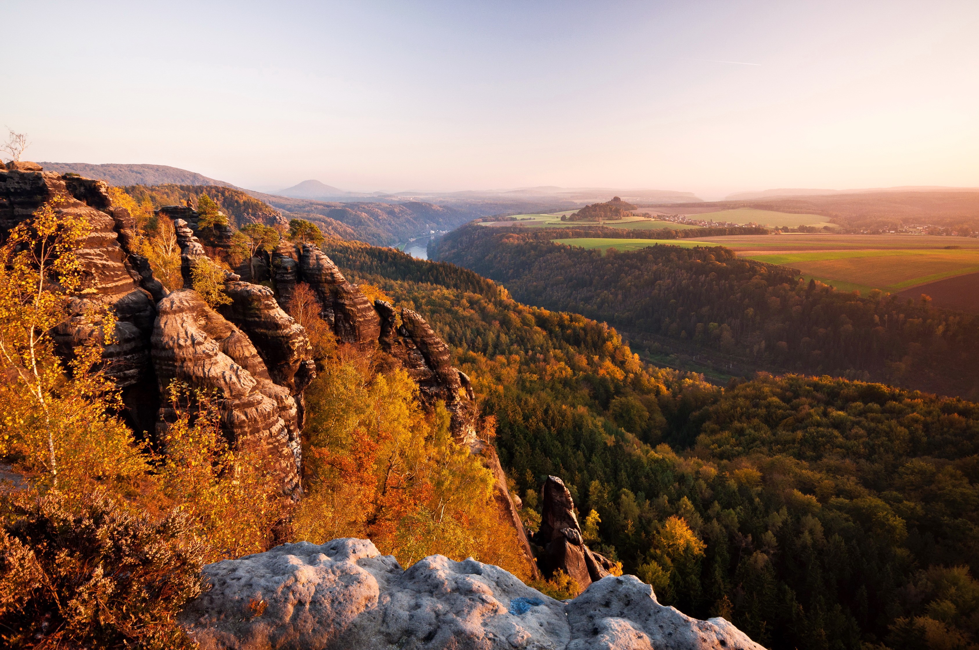 Elbe Sandstone Mountains near Schandau, Germany HD Wallpaper