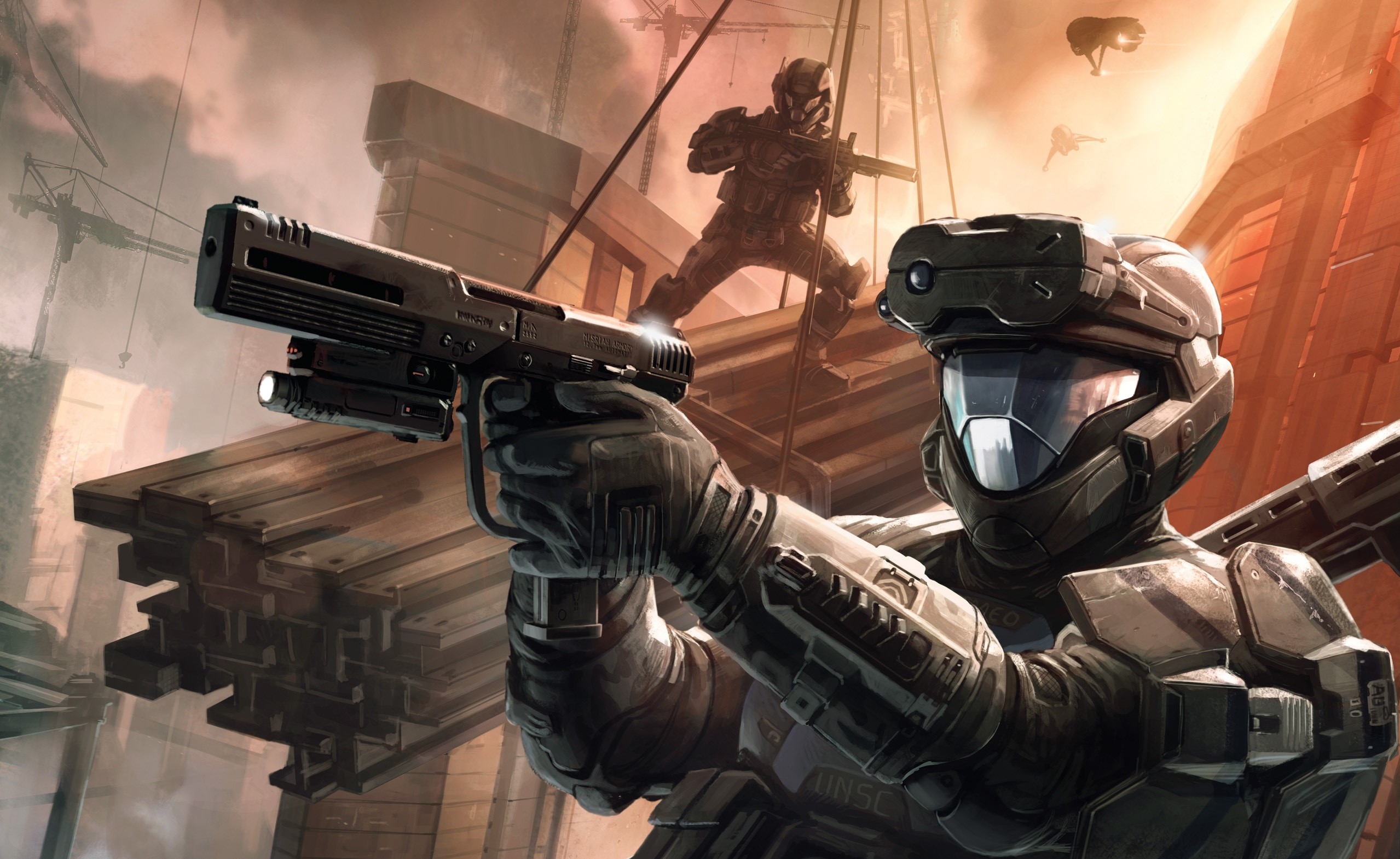 Master Chief from Halo holding a pistol HD Wallpaper