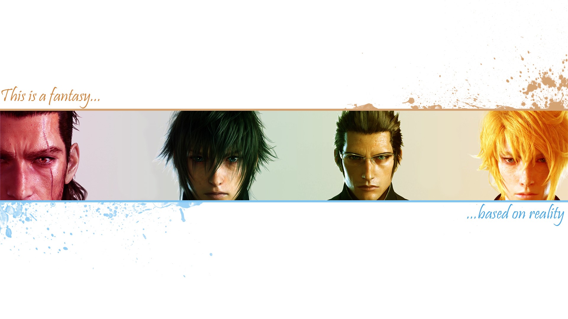Final Fantasy characters with text overlay HD Wallpaper