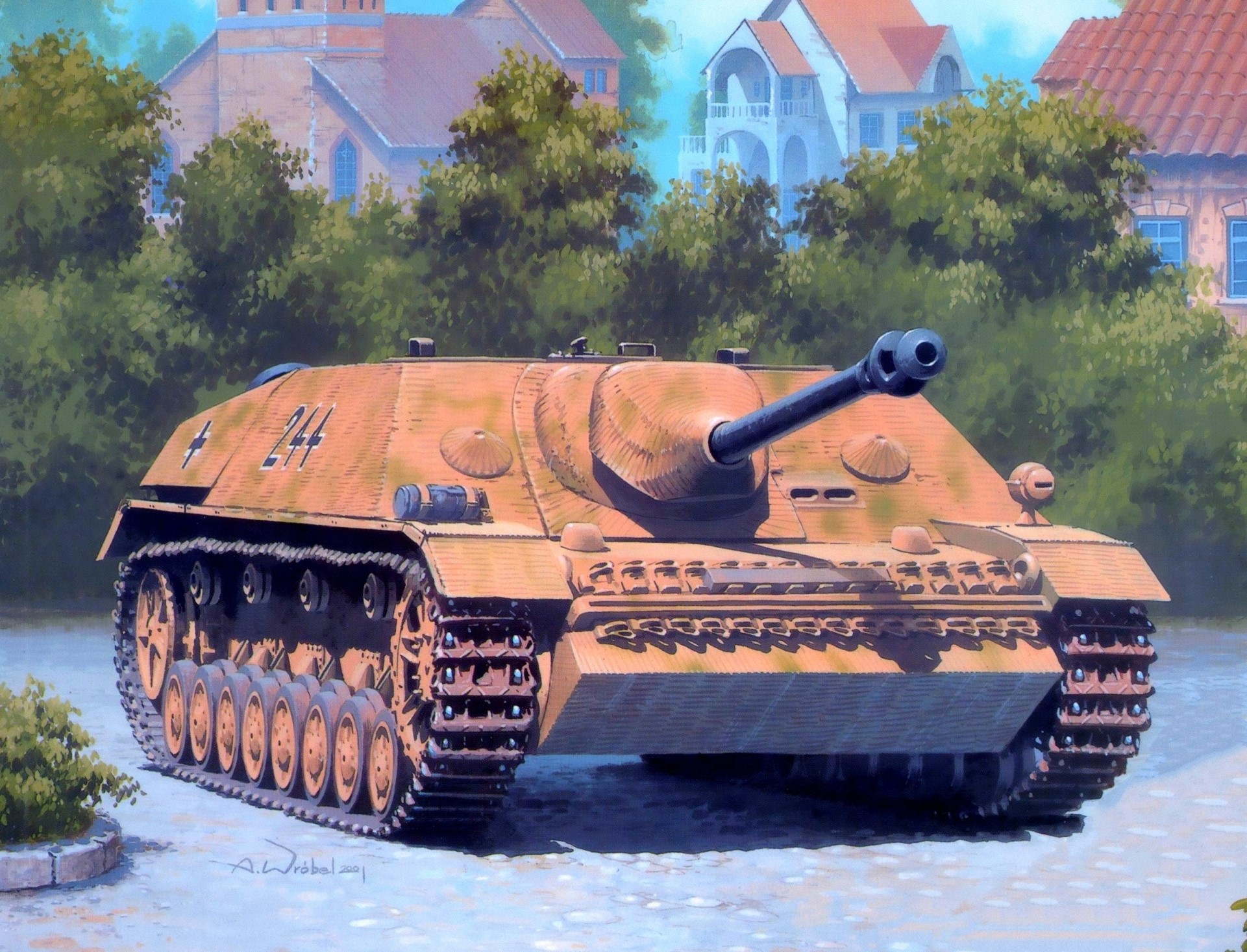 Jagdpanther tank destroyer painting HD Wallpaper