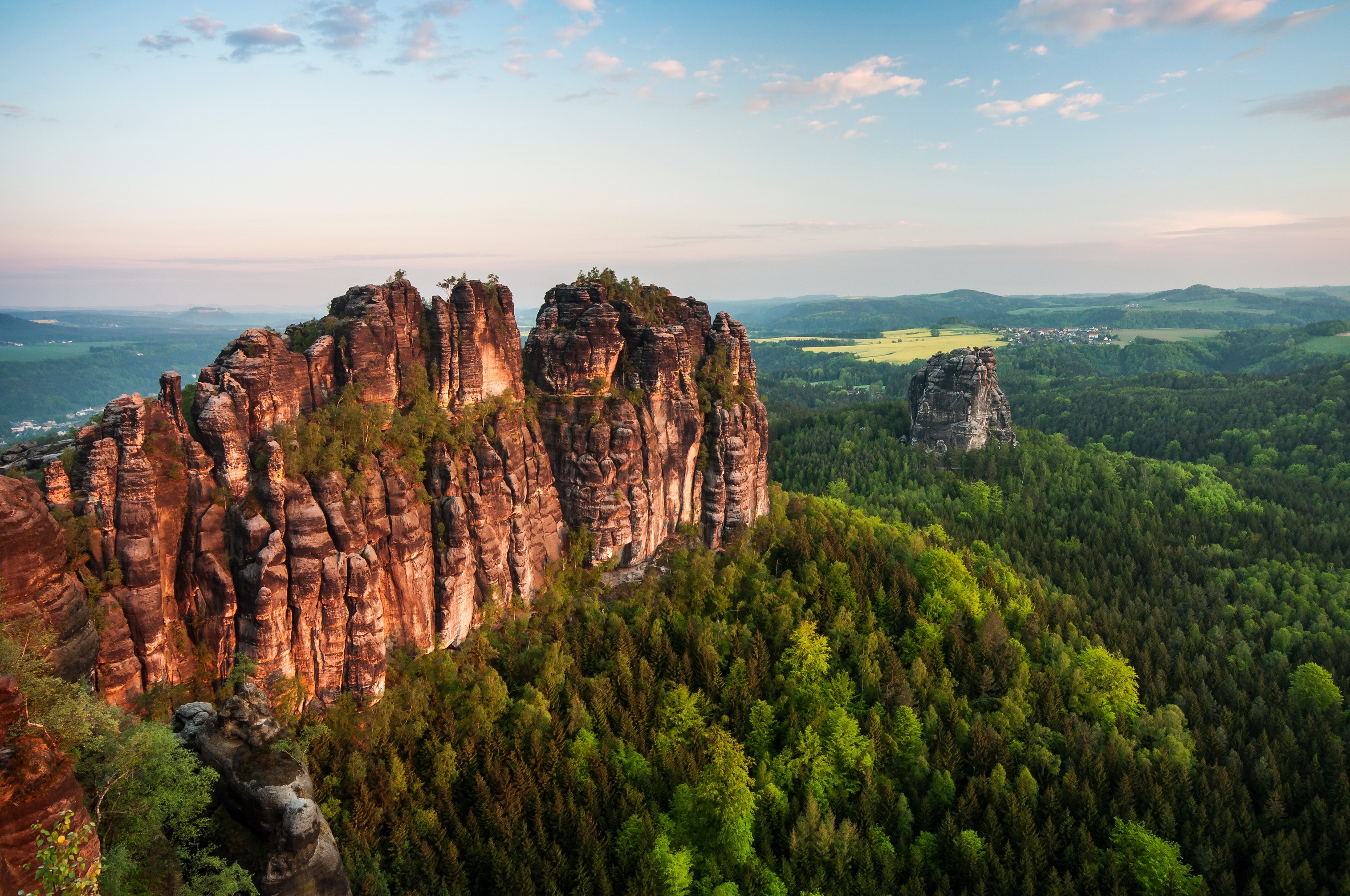 Bastei rock formations in Saxon Switzerland National Park, Germany HD Wallpaper