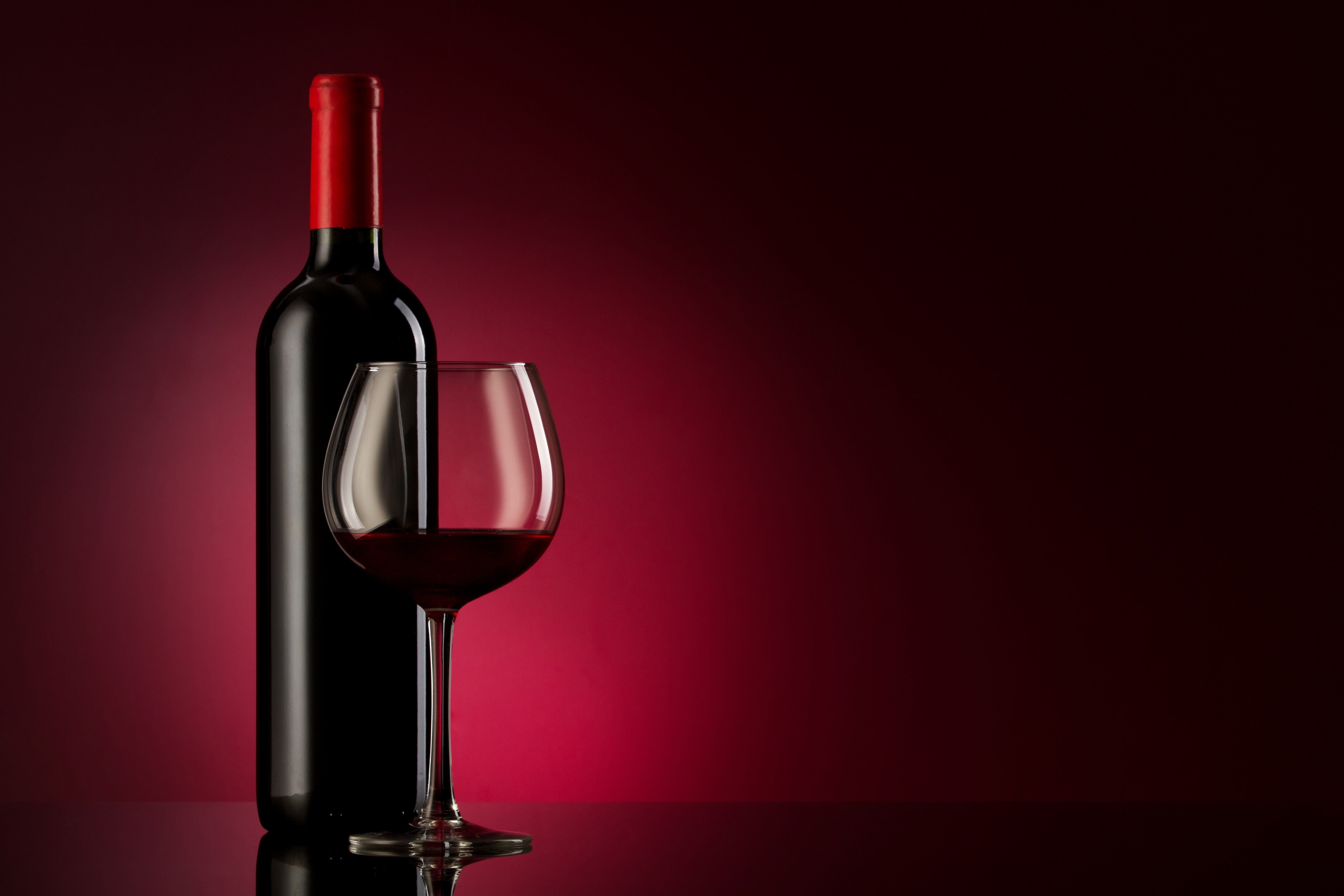Bottle of Red Wine and a Glass HD Wallpaper