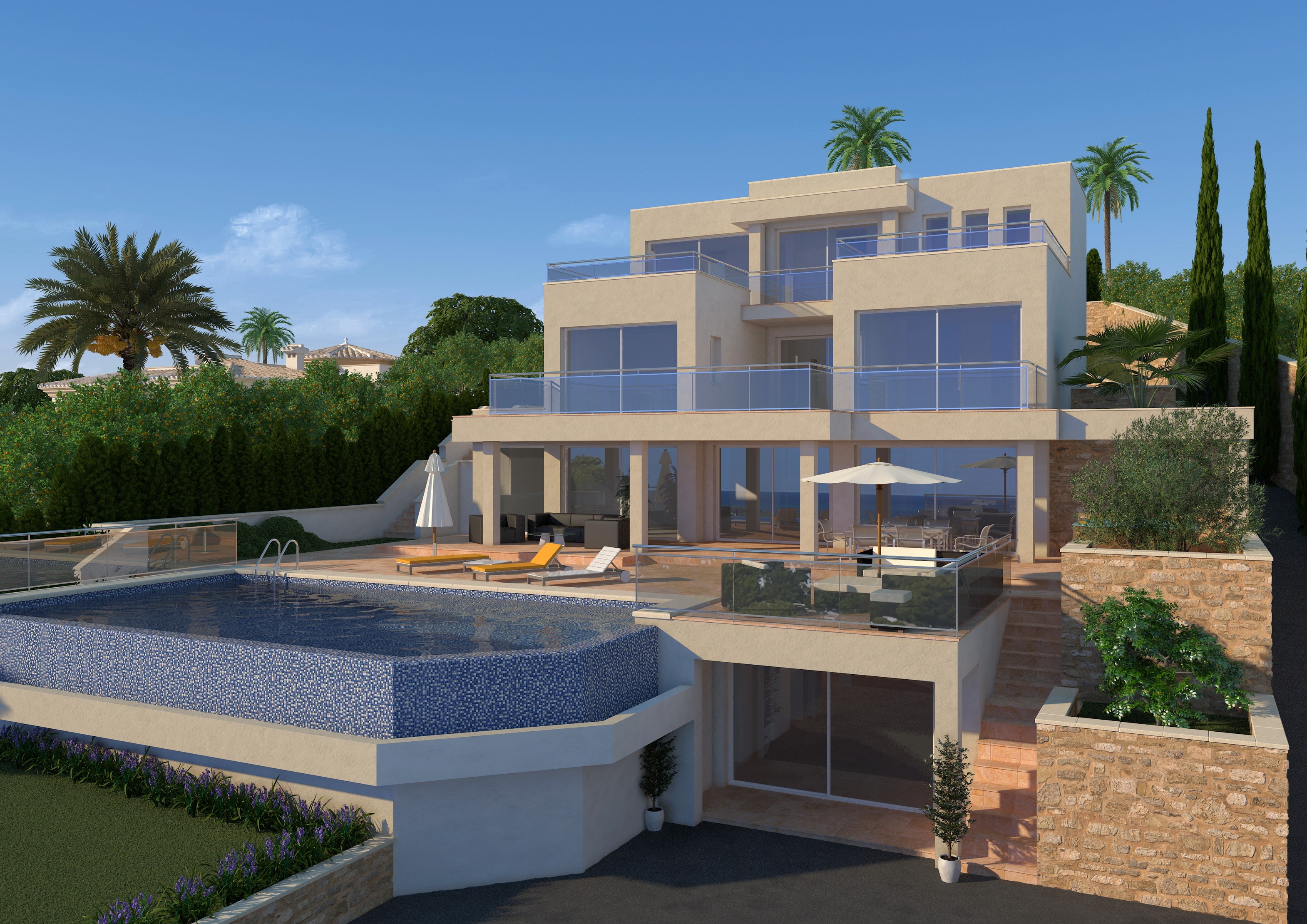 Modern villa with pool in Moraira, Spain HD Wallpaper