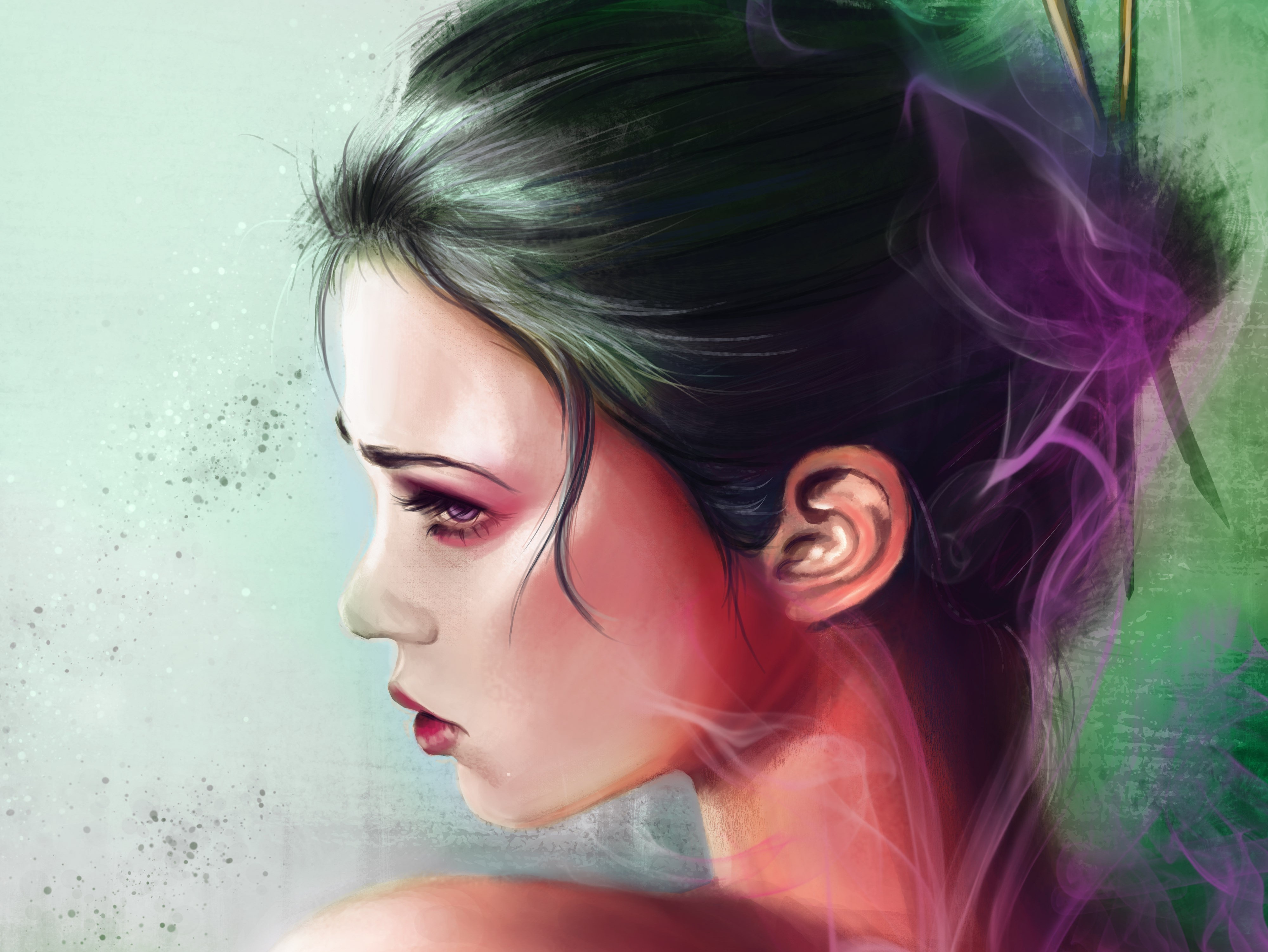 Painting Art of a Woman's Face HD Wallpaper