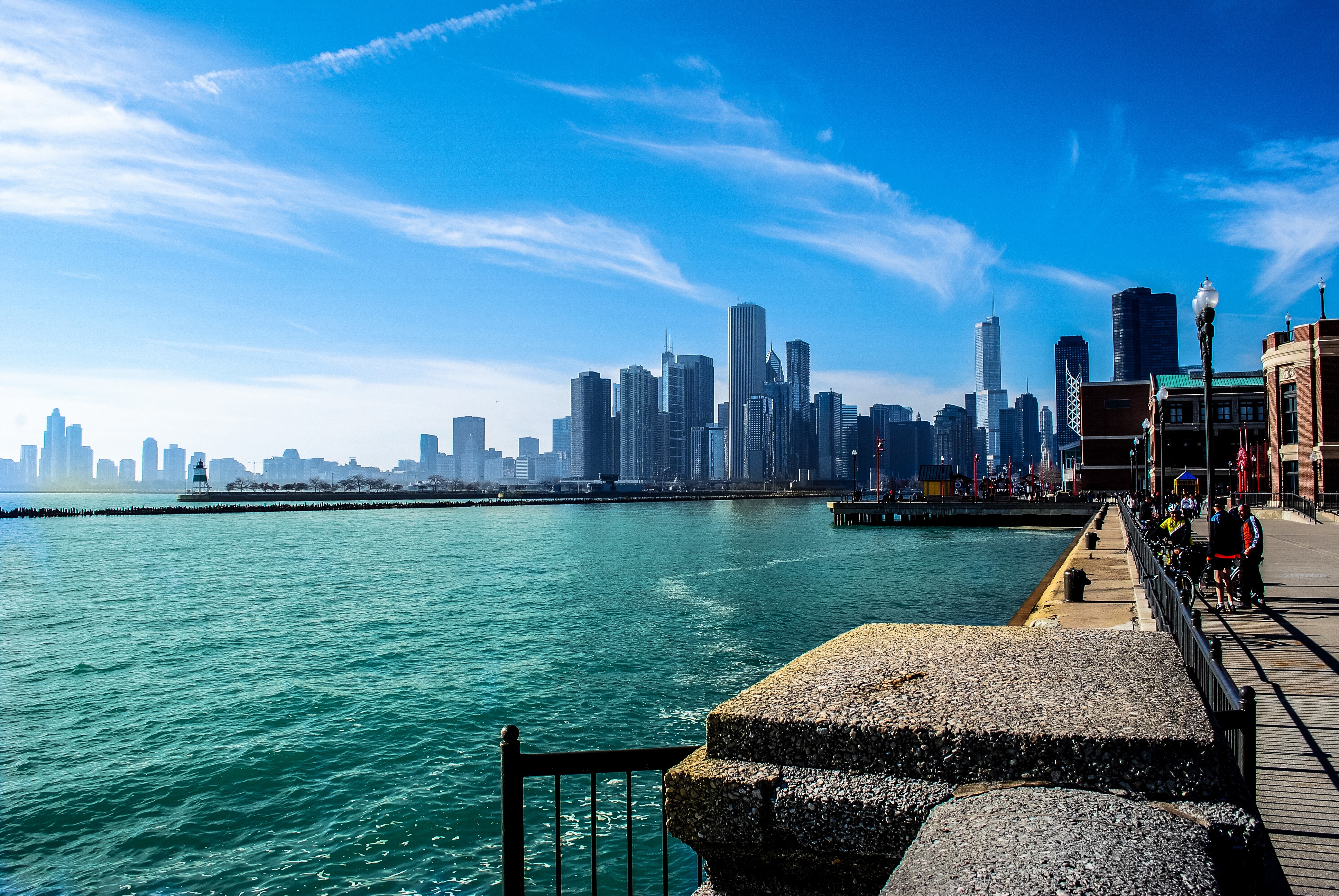 Chicago City Skyline and Lake Michigan HD Wallpaper