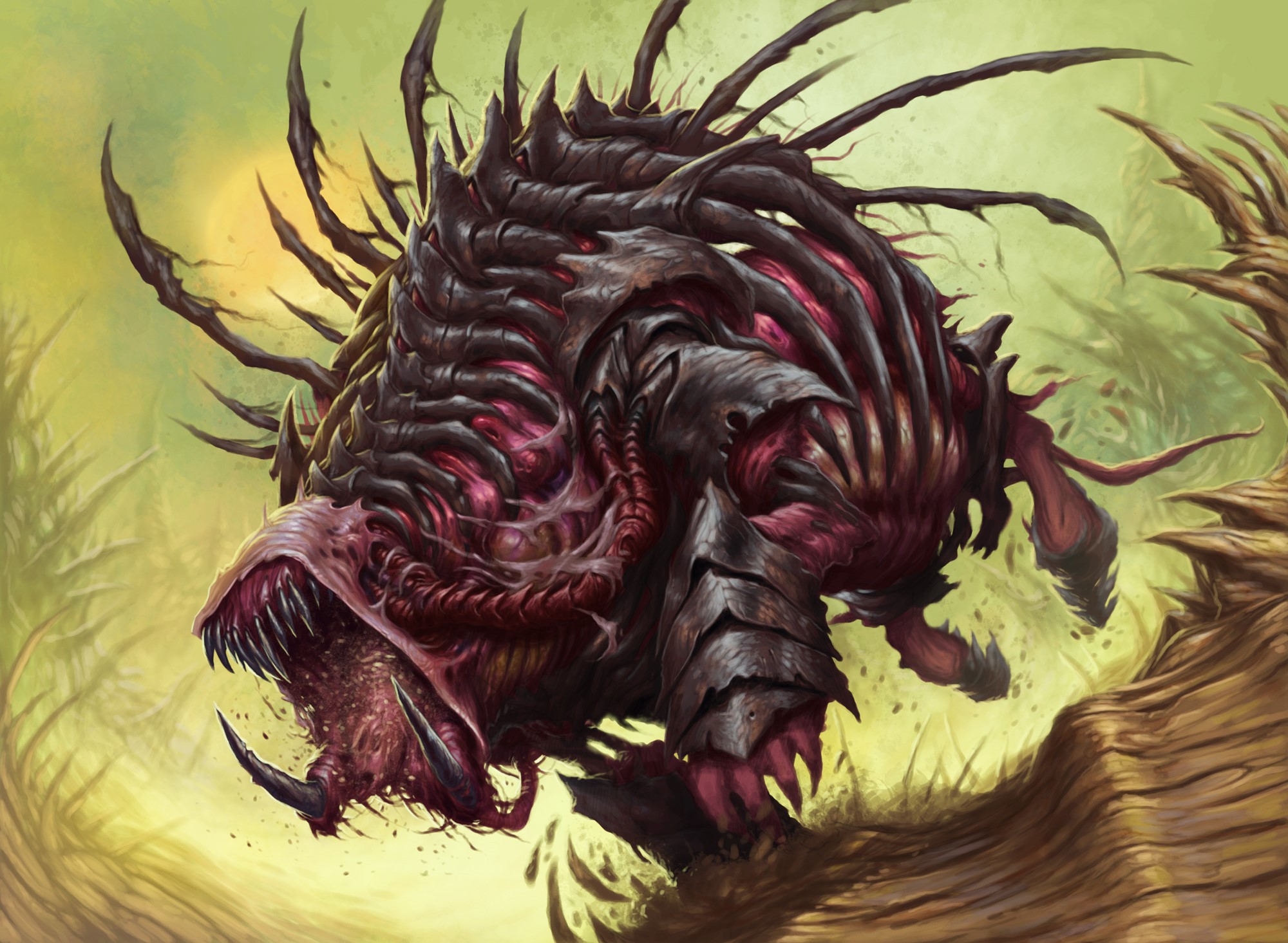A grotesque alien monster with sharp teeth and claws HD Wallpaper