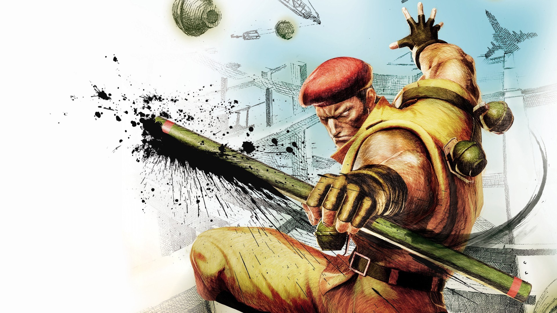 Guile from Street Fighter holding a rocket launcher HD Wallpaper