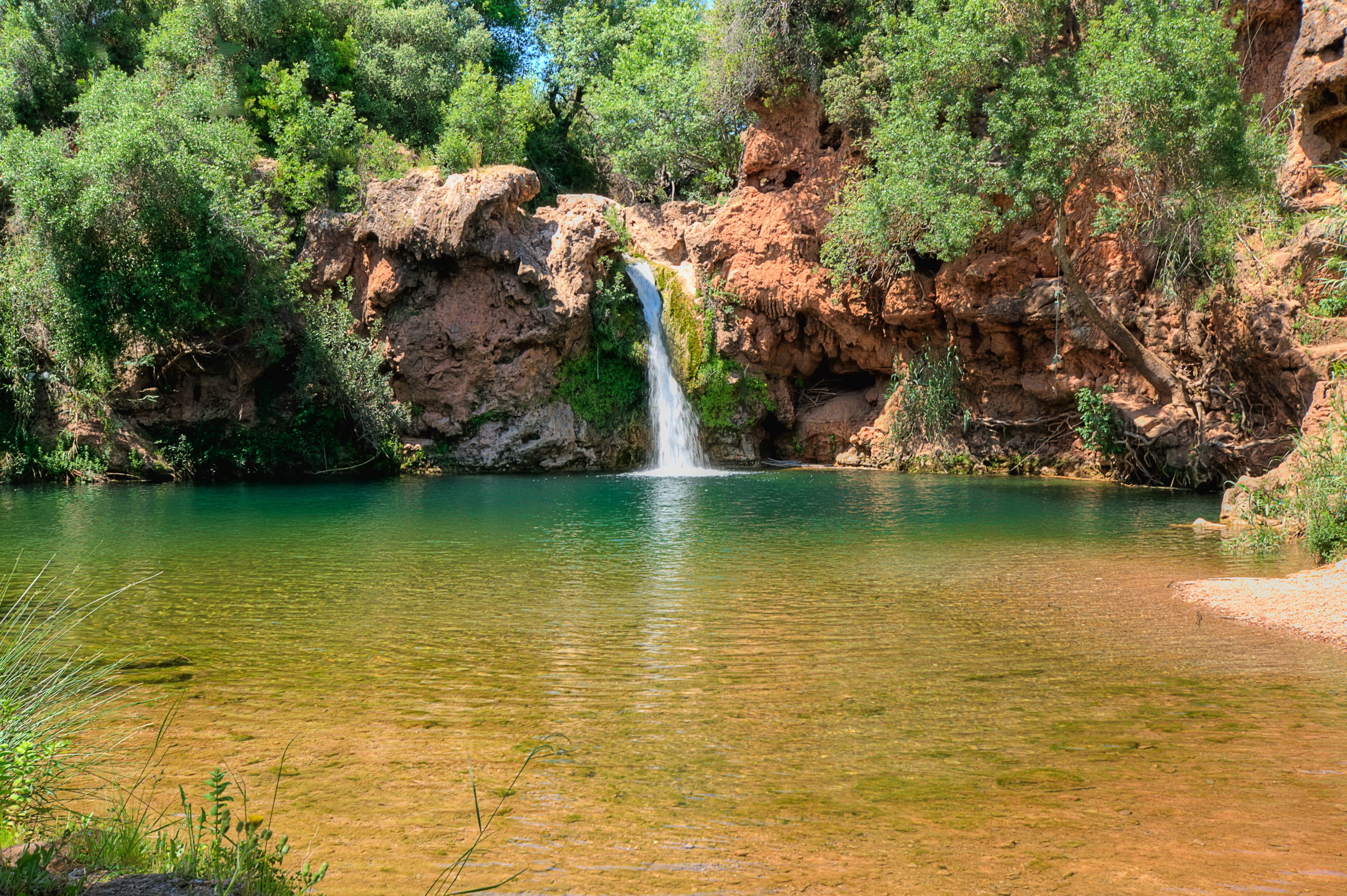 Pego do Inferno waterfall in Portugal HD Wallpaper