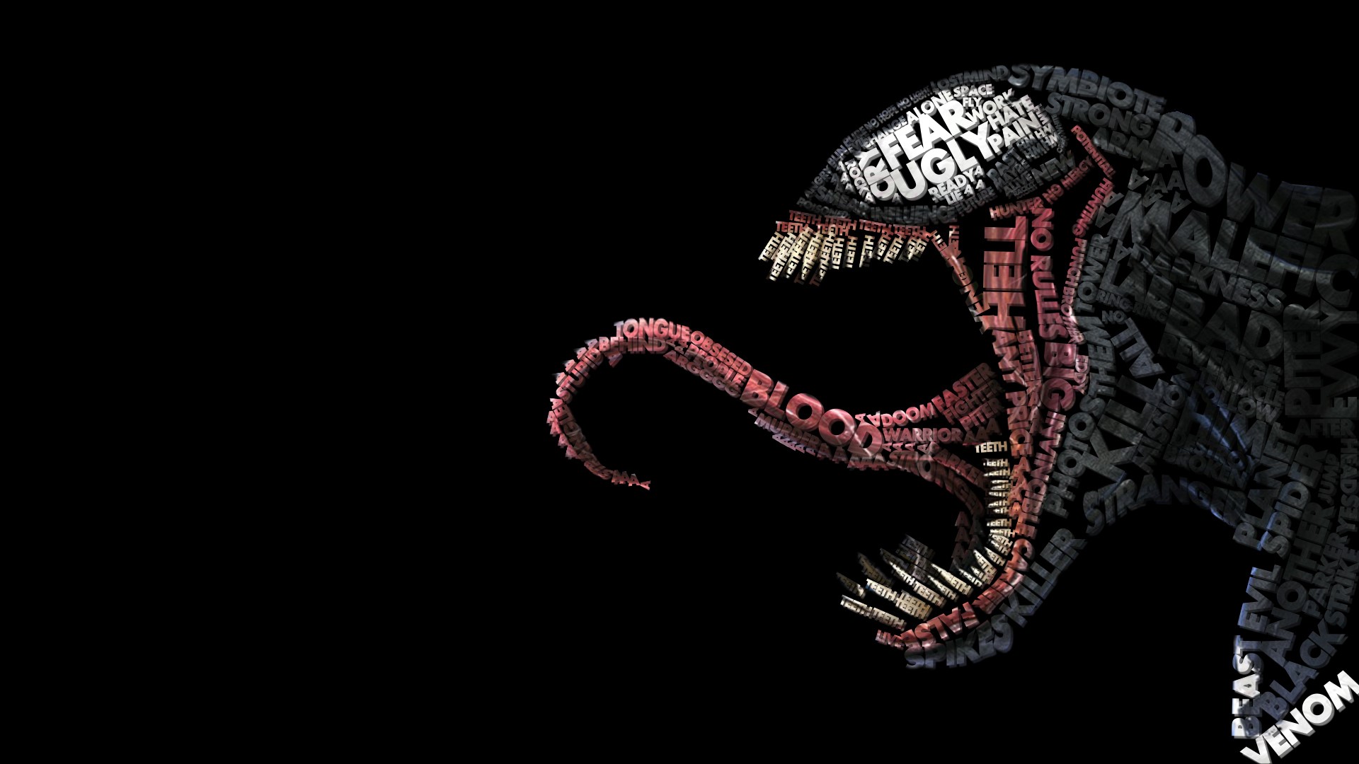 Venom made of words HD Wallpaper