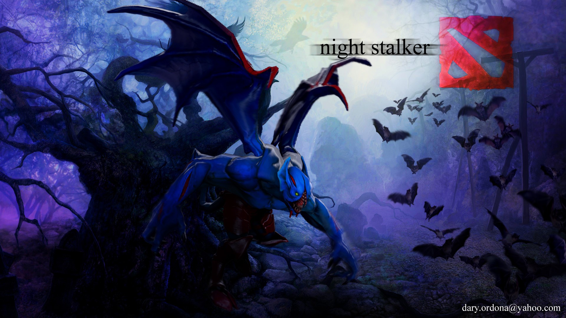 Night Stalker from DOTA 2 with bats HD Wallpaper