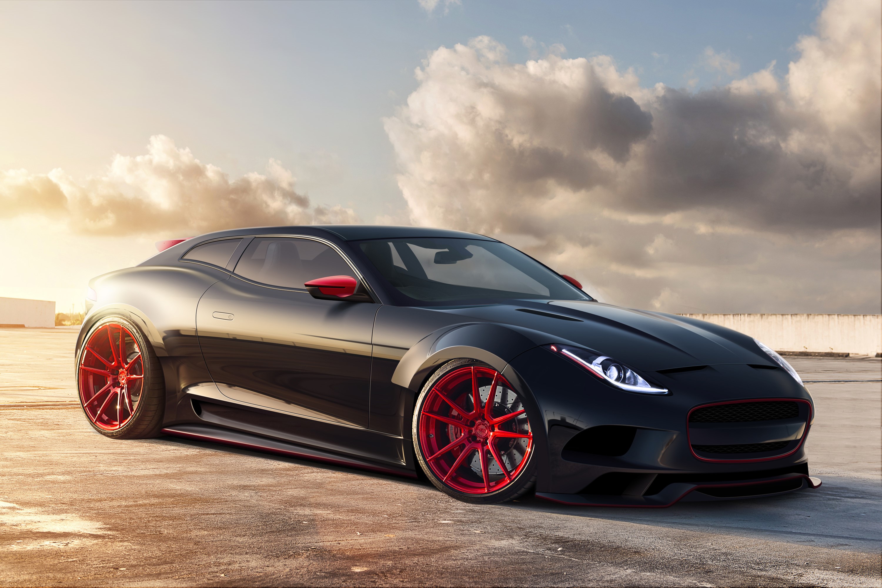 Black Jaguar X-C16 with red accents HD Wallpaper