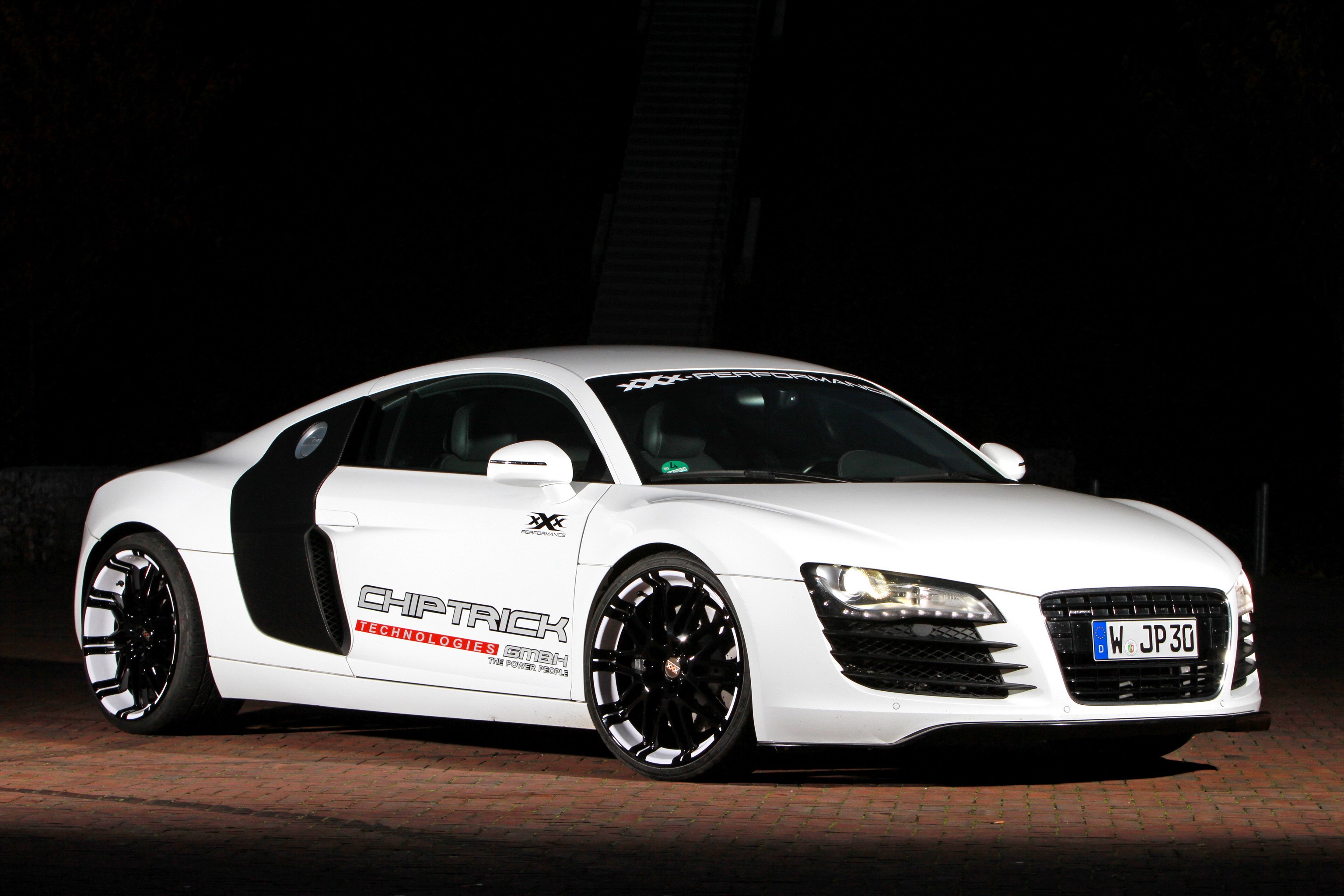 White Audi R8 4.2 FSI quattro Biturbo by CHIPTRICK HD Wallpaper