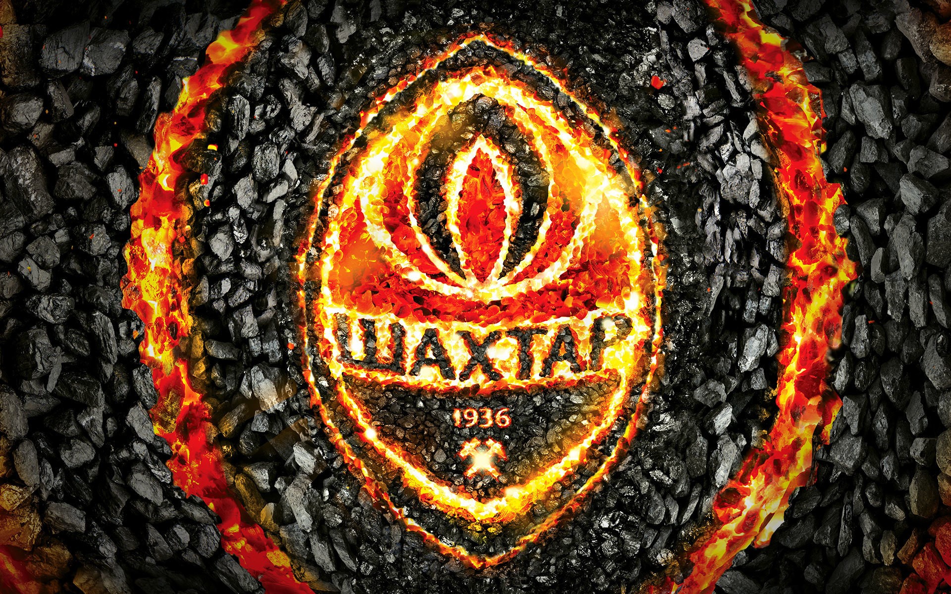 FC Shakhtar Donetsk logo with fire and coal HD Wallpaper