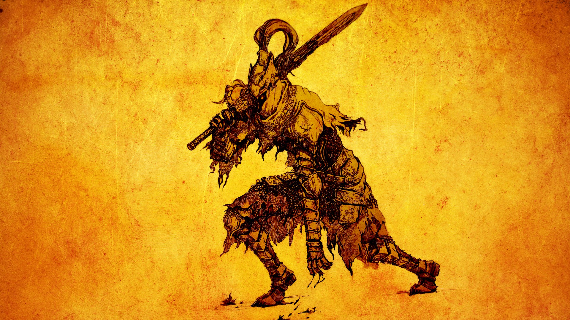 Dark Souls warrior with sword on textured background HD Wallpaper