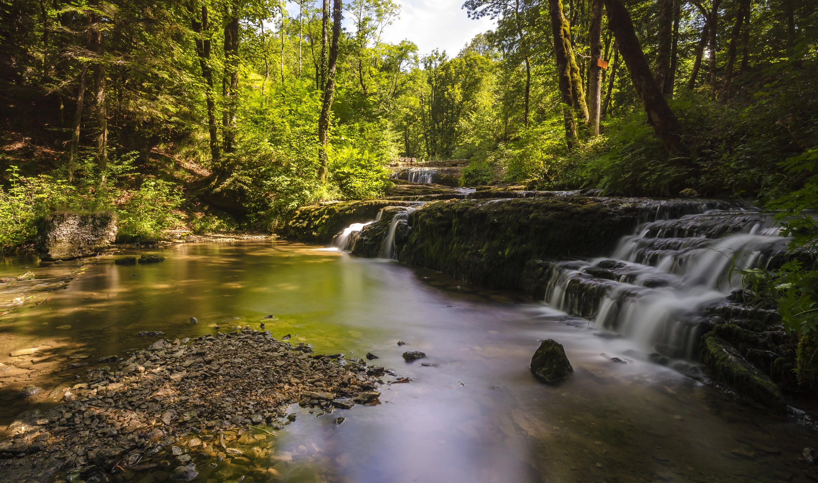 Cascades Les Planches, Waterfalls in France HD Wallpaper