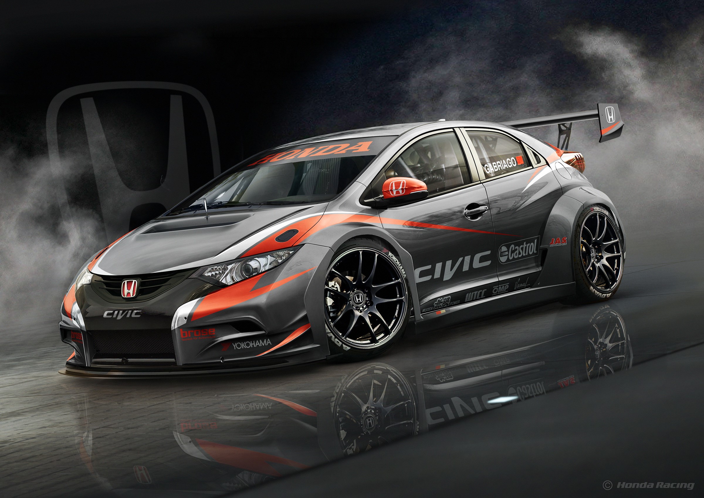 Honda Civic WTCC race car with racing livery HD Wallpaper