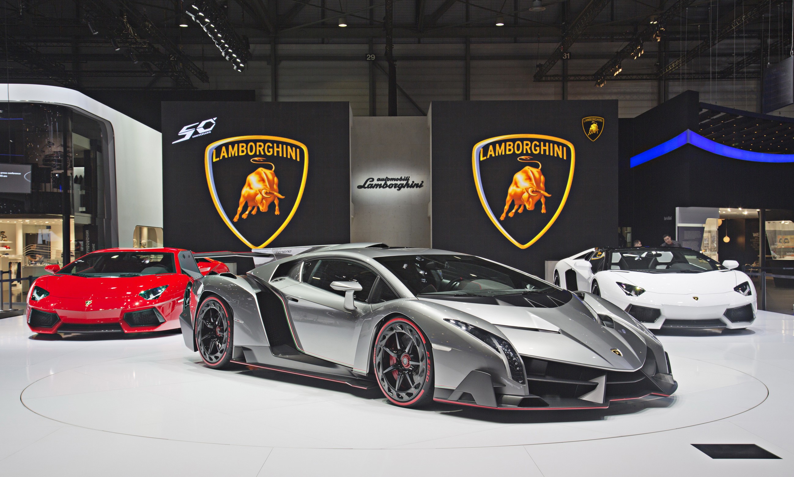 Lamborghini Veneno, Aventador, and Aventador Roadster HD Wallpaper