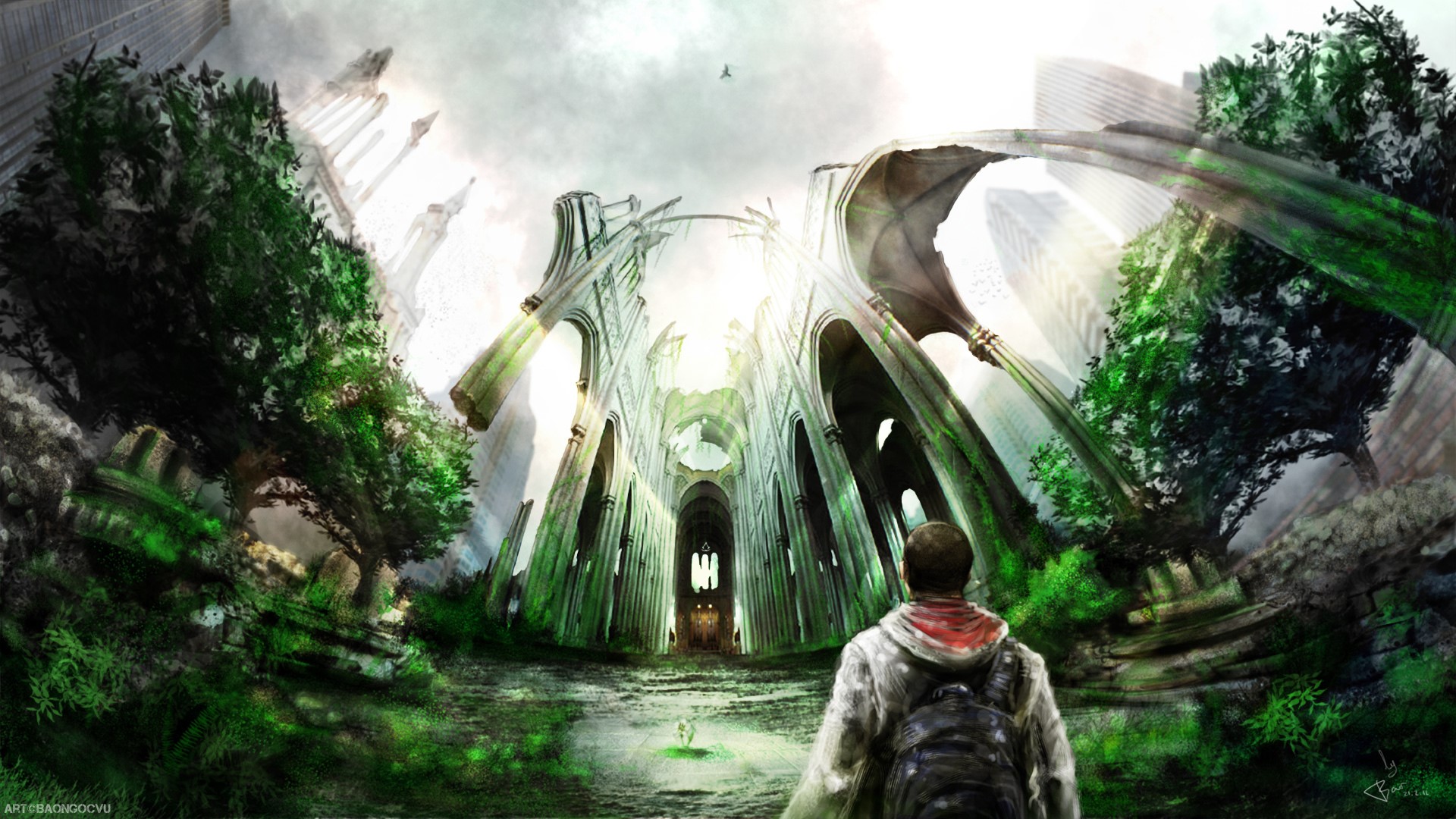 Assassin's Creed: Ruined Cathedral with Overgrown Nature HD Wallpaper