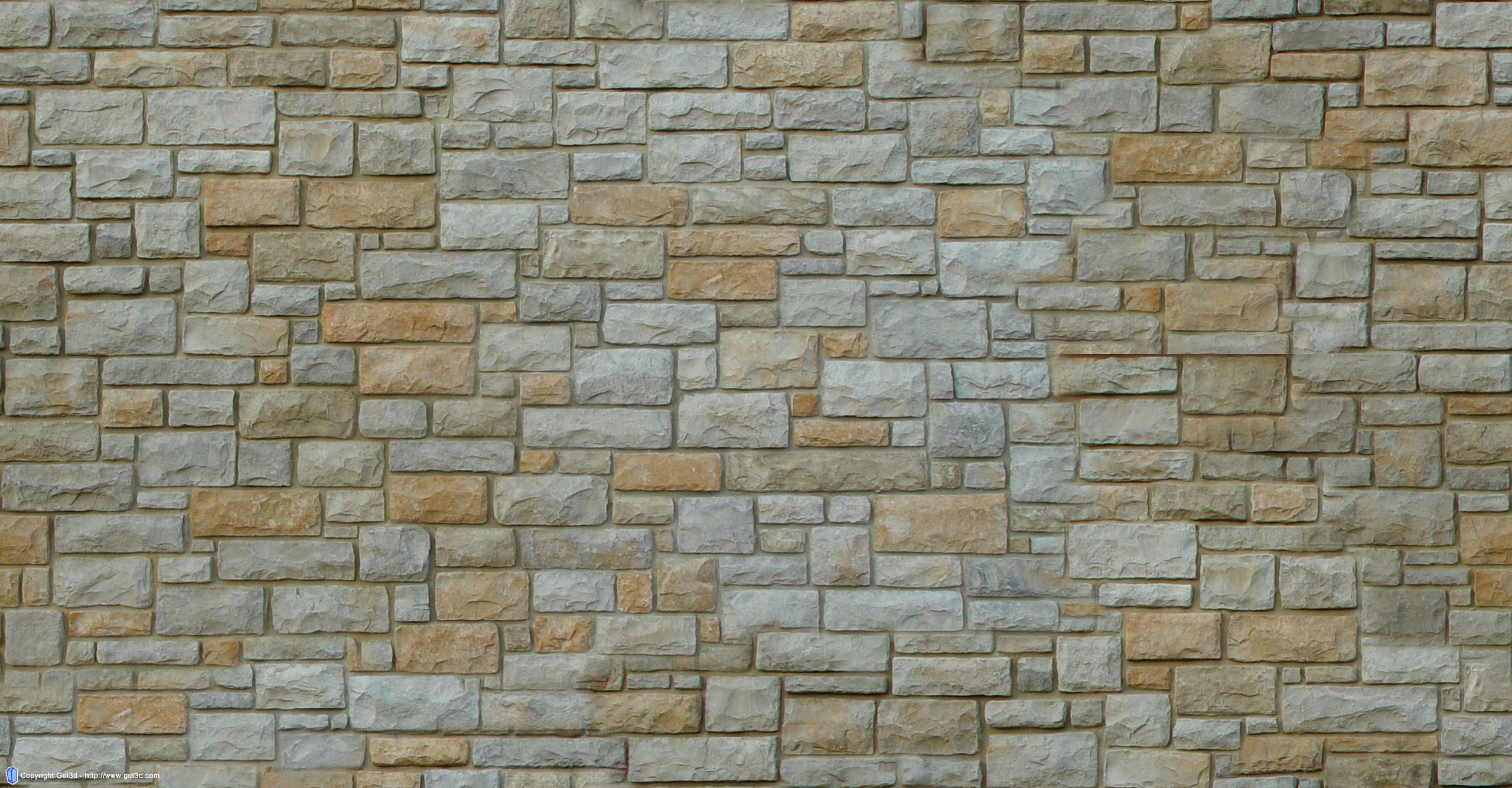 Stone wall texture with beige and gray blocks HD Wallpaper