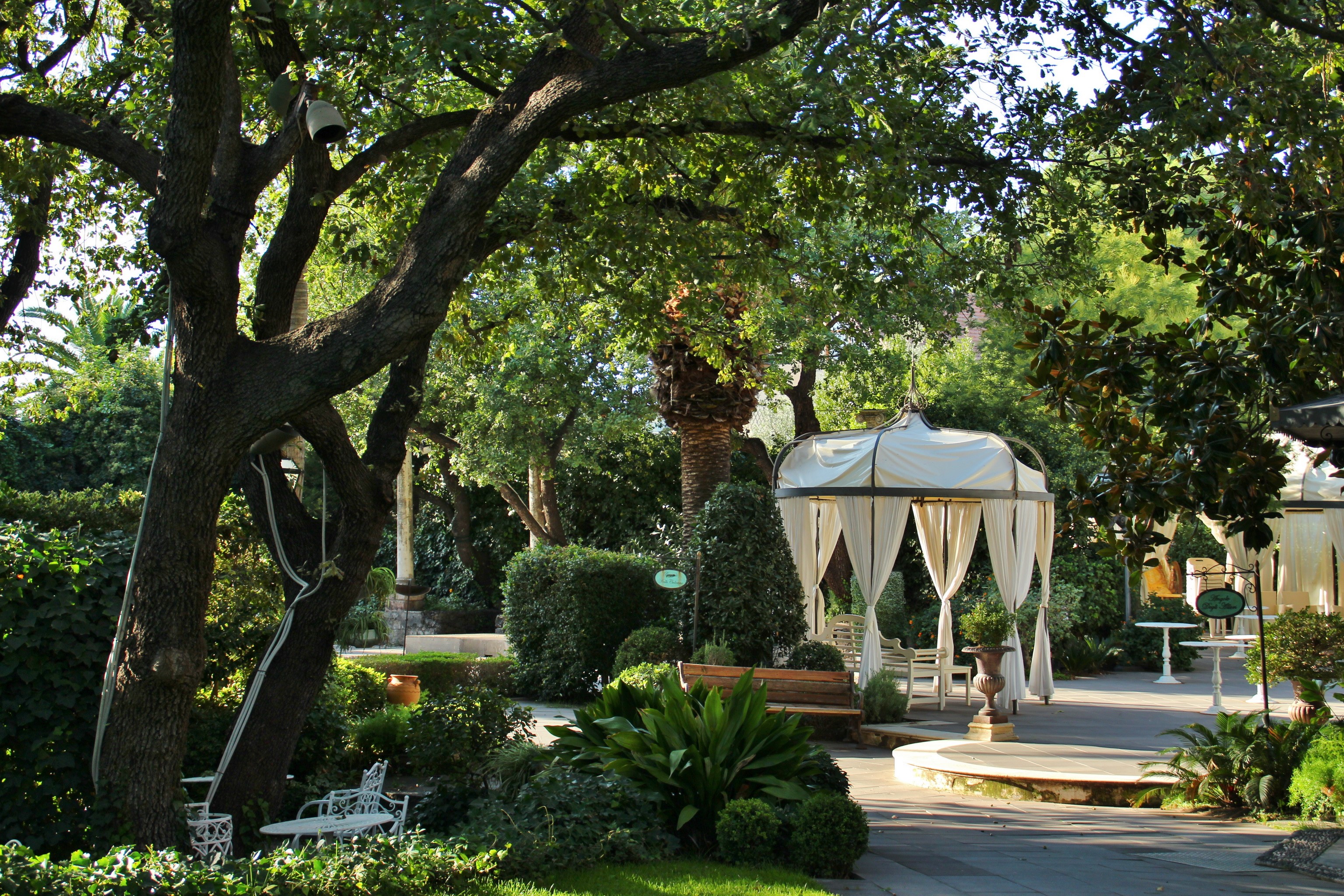 Garden with Gazebo and Trees in Italy HD Wallpaper
