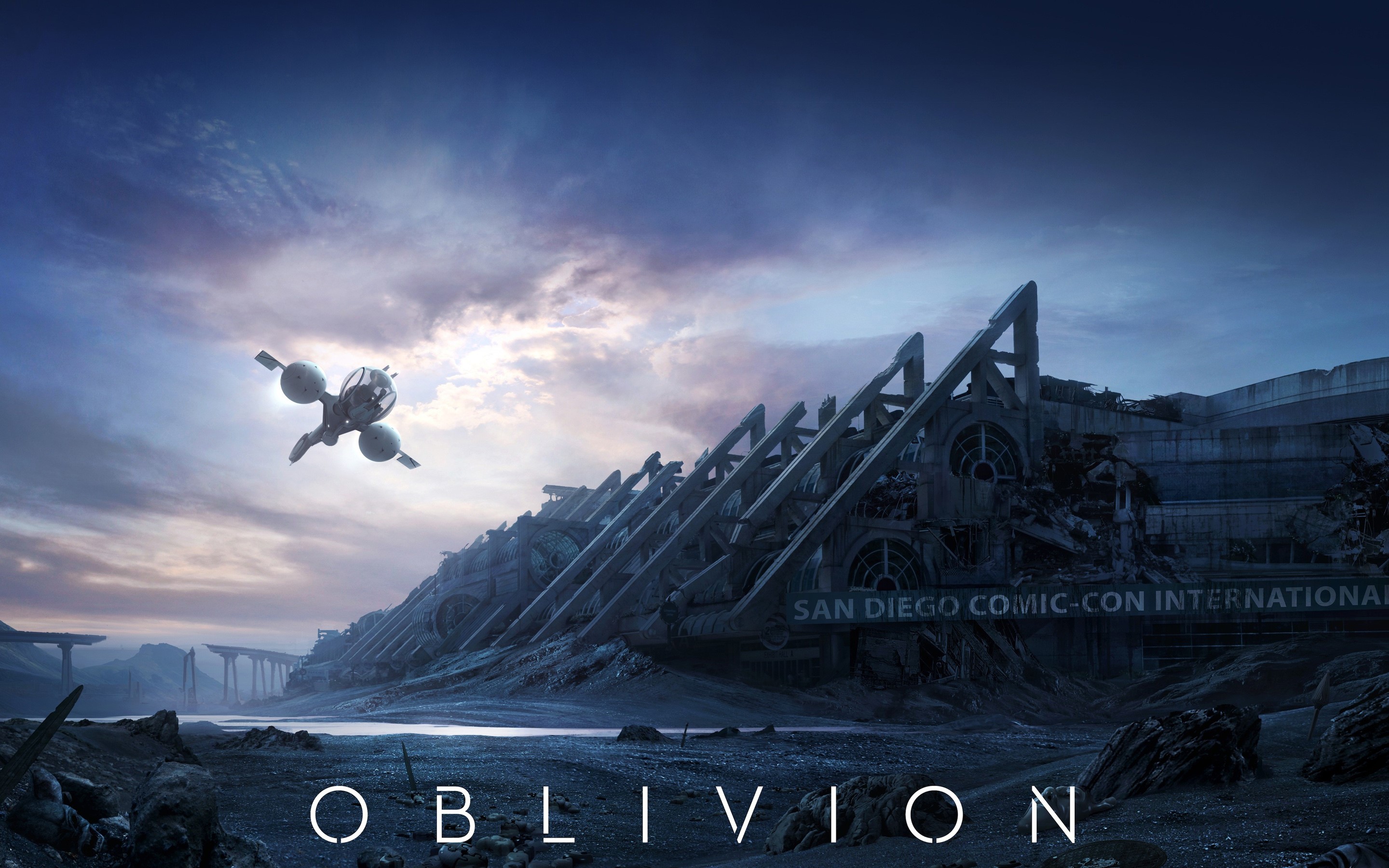 Oblivion movie poster with destroyed San Diego Comic-Con HD Wallpaper