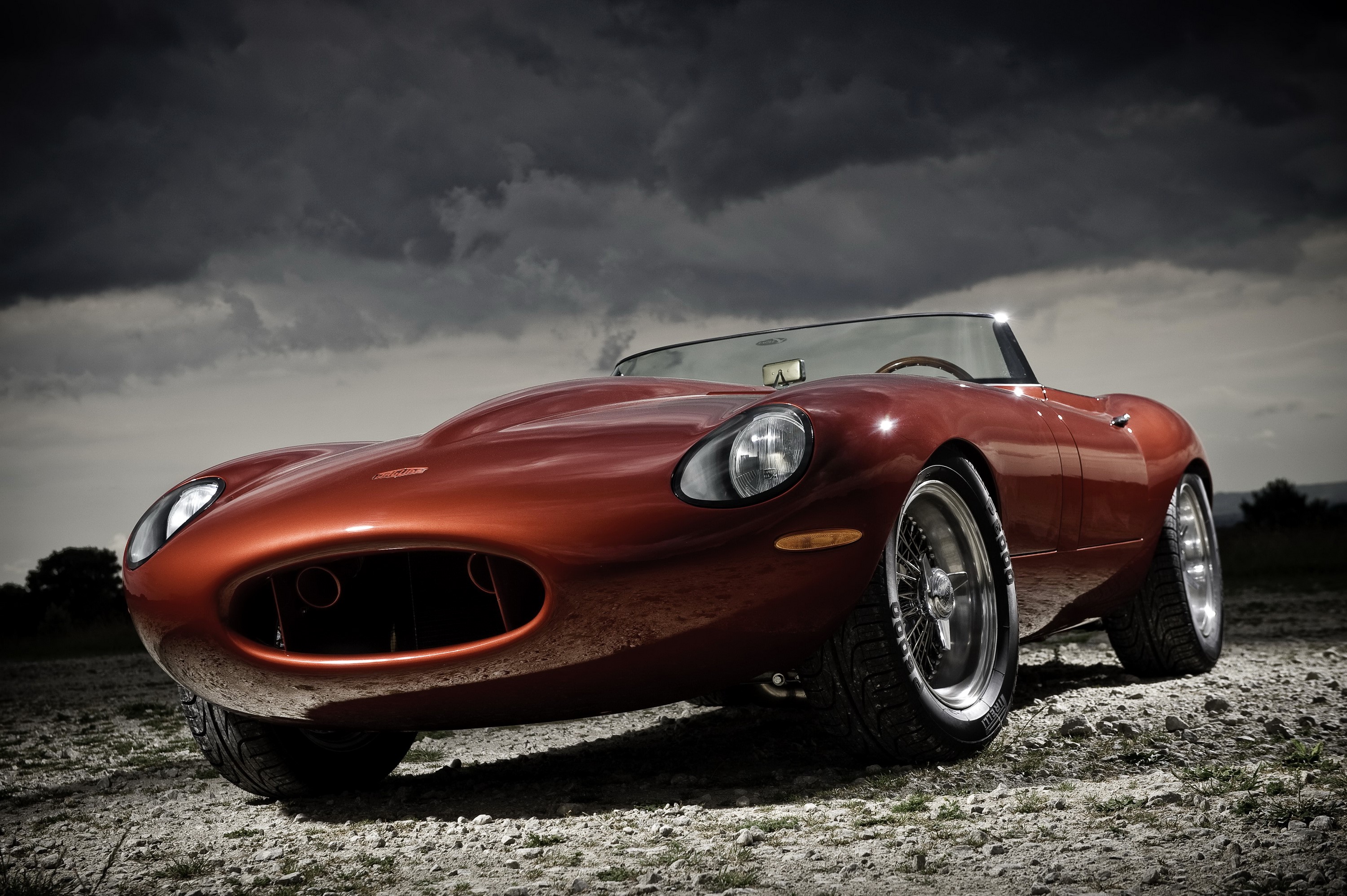 Red Jaguar E-Type Cabriolet Convertible HD Wallpaper