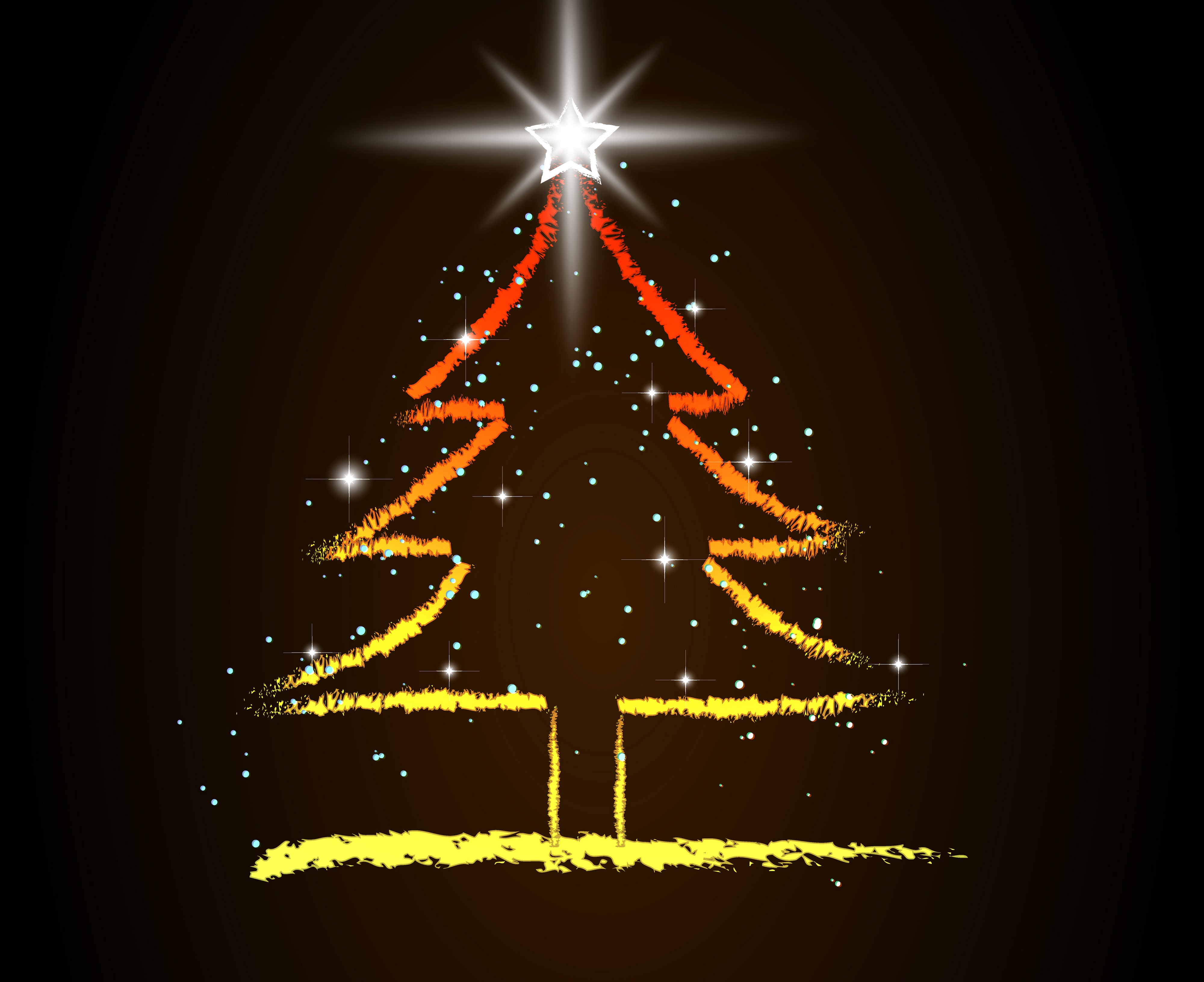 Christmas tree with star and sparkles HD Wallpaper
