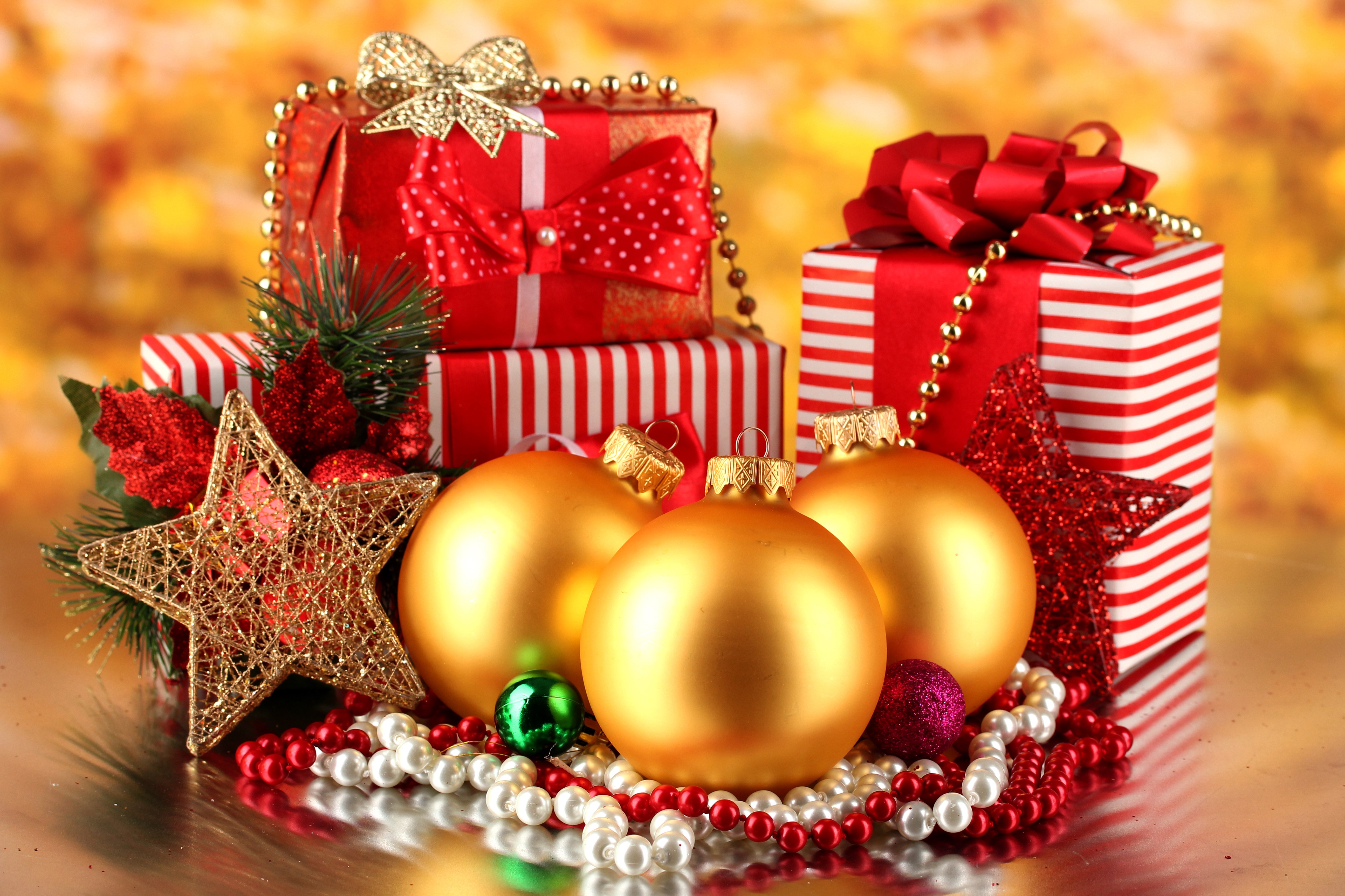 Christmas Gifts and Ornaments HD Wallpaper