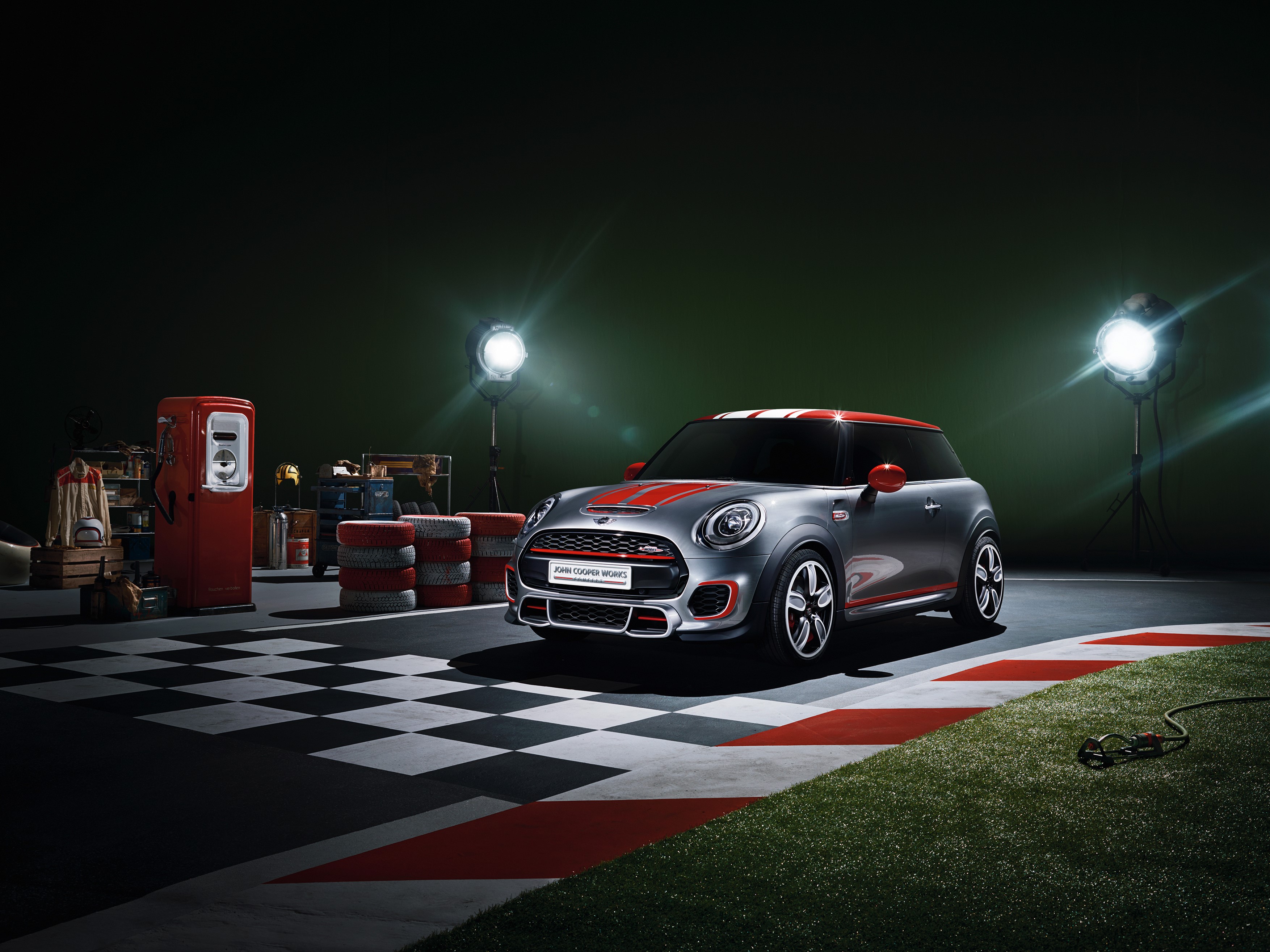 Mini John Cooper Works with racing elements HD Wallpaper