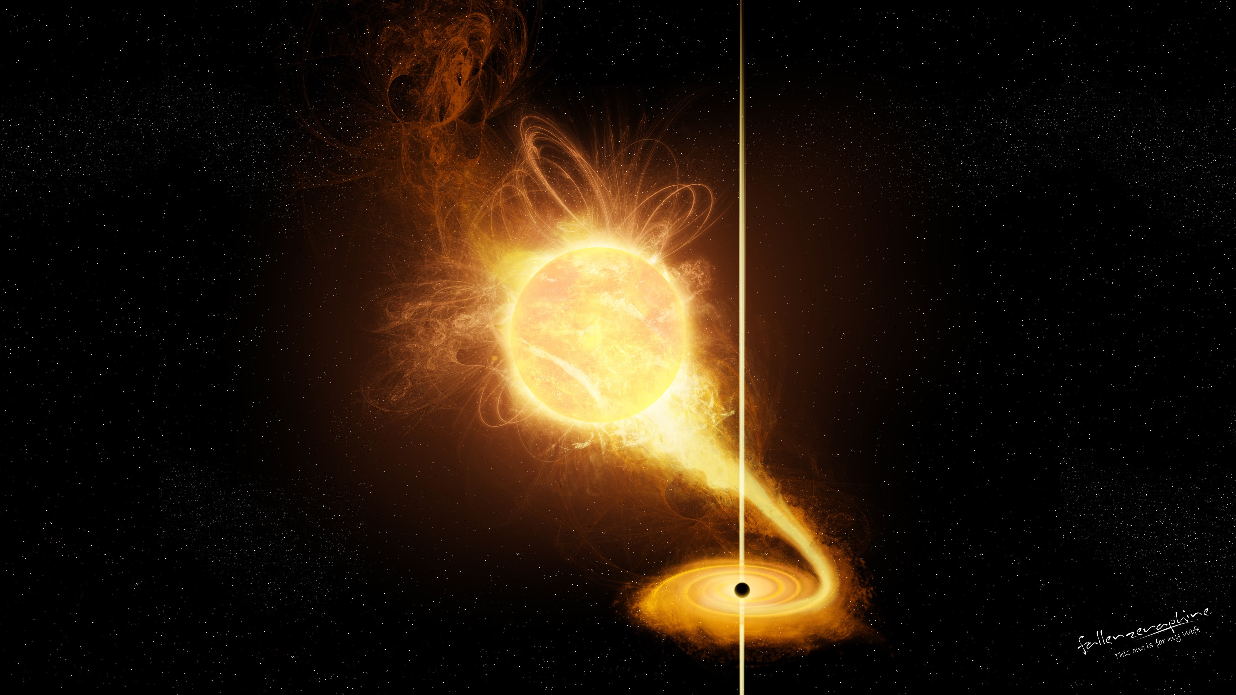 4K Stars Black Hole and Sun HD Wallpaper