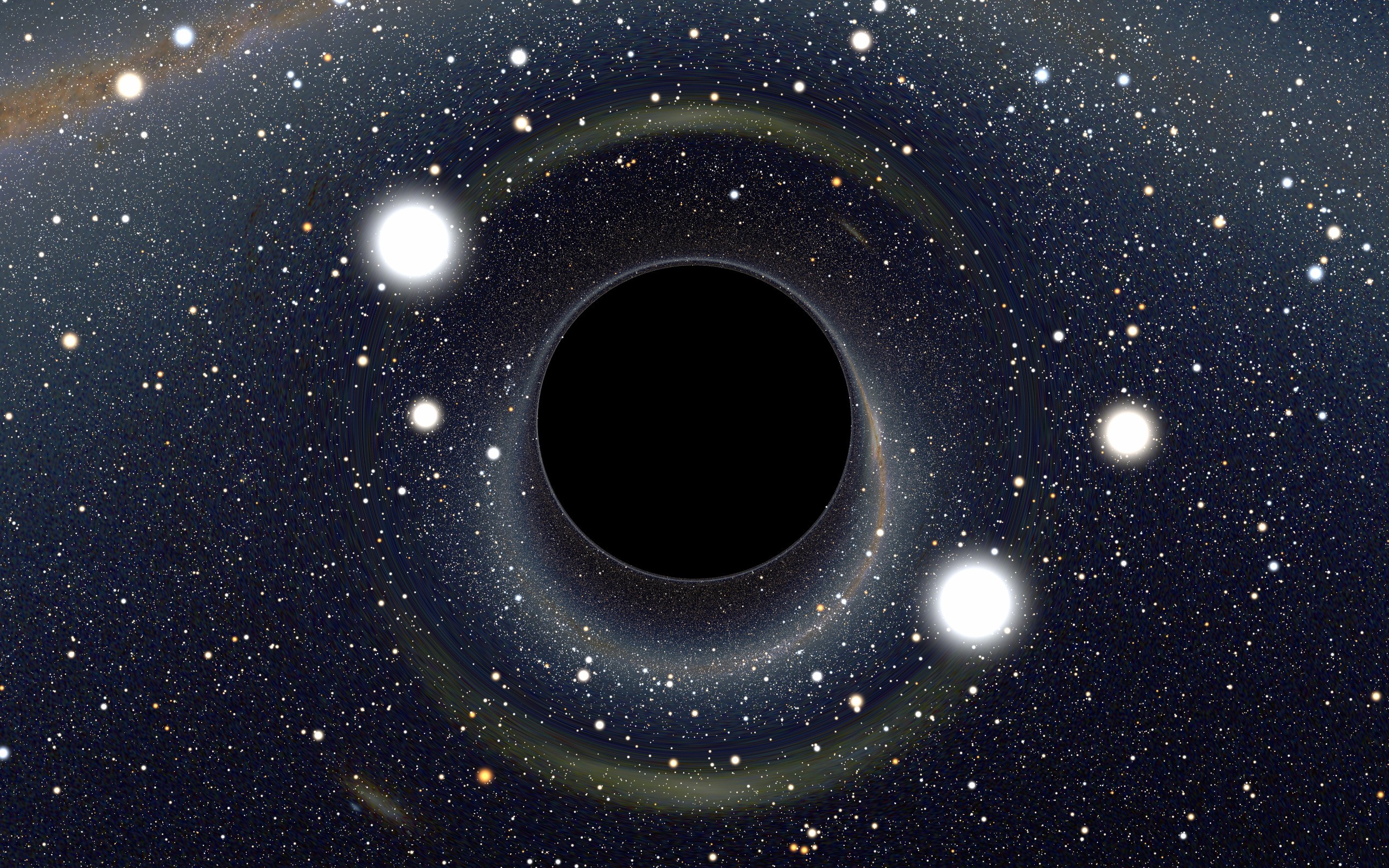 Black hole with stars and accretion disk HD Wallpaper