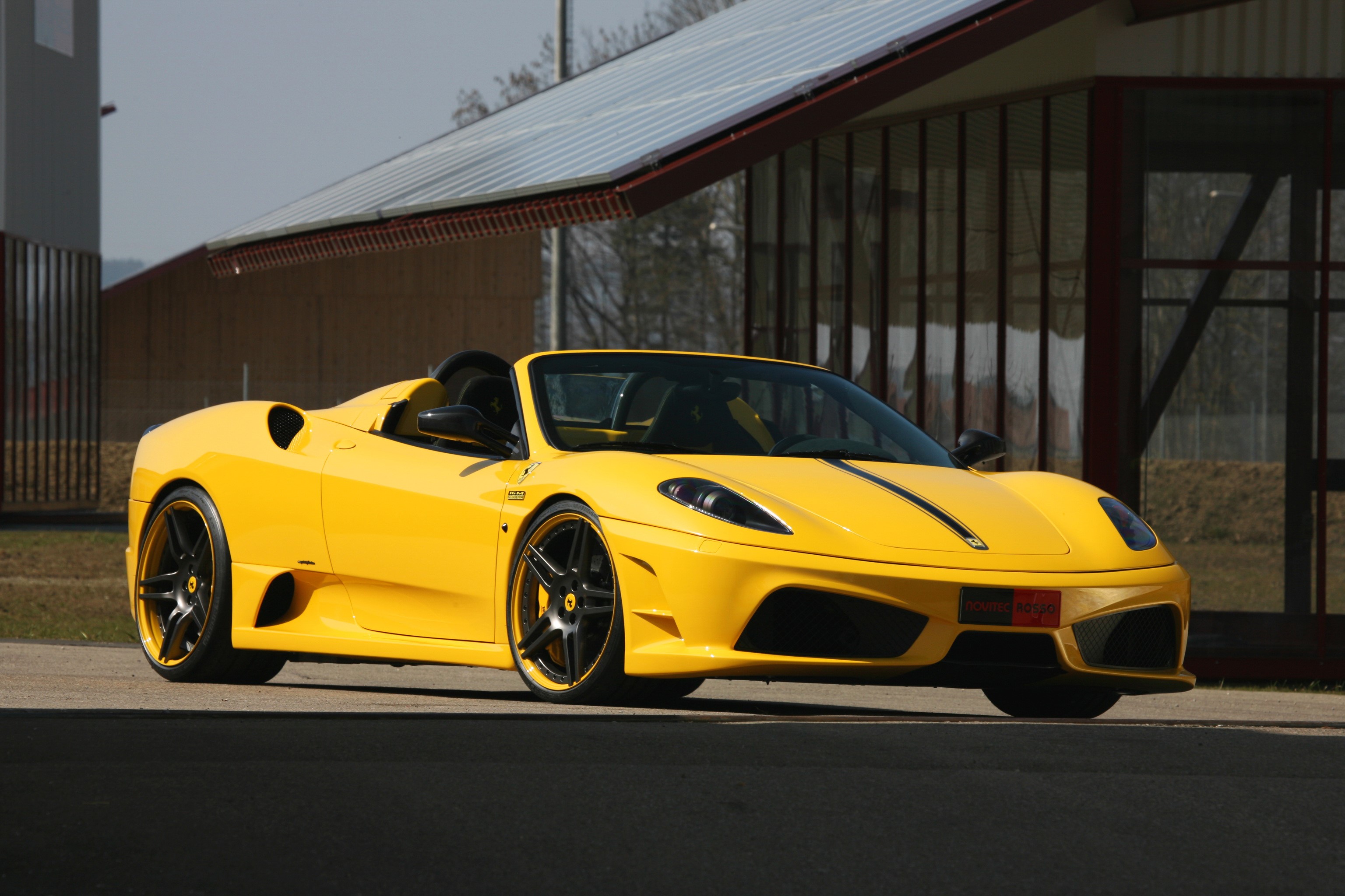 Yellow Ferrari F430 Scuderia Spider 16M Convertible HD Wallpaper
