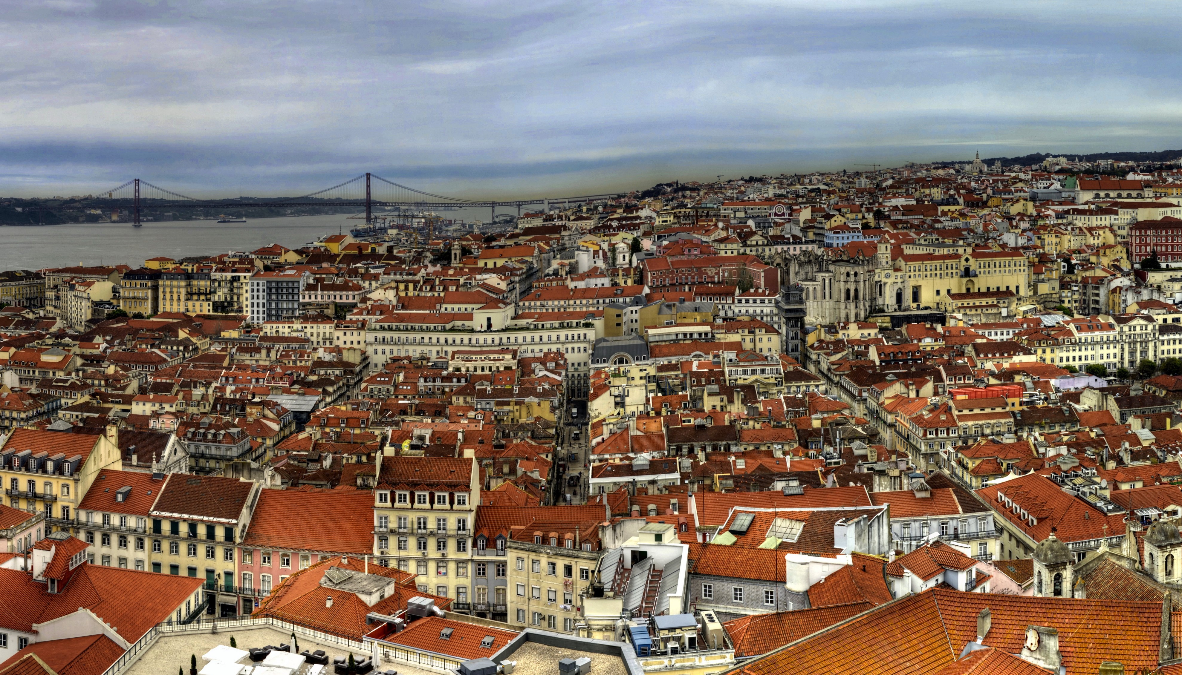 4K Lisbon, Portugal cityscape from above HD Wallpaper