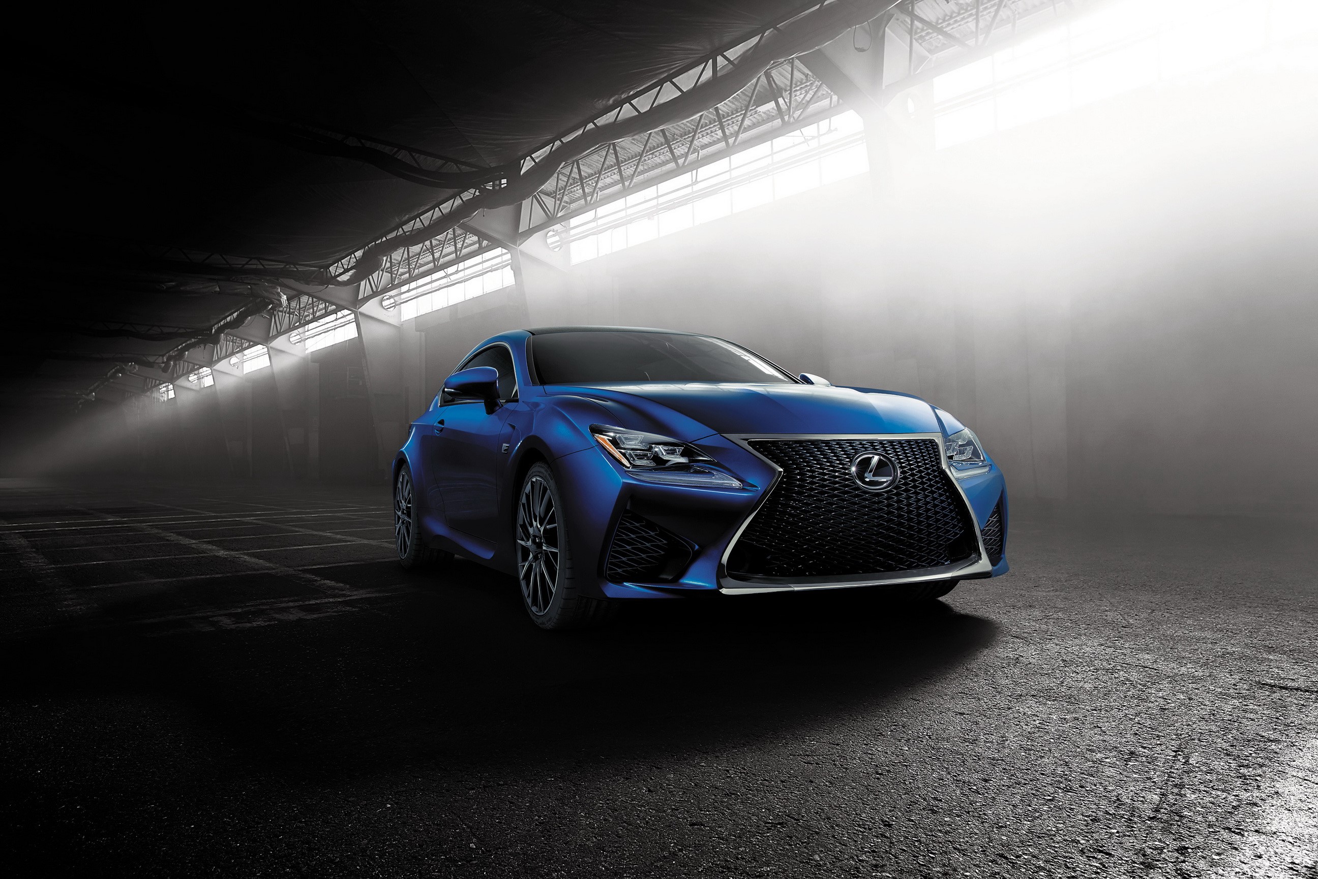 Blue Lexus RC F Coupe in a Dark Garage HD Wallpaper