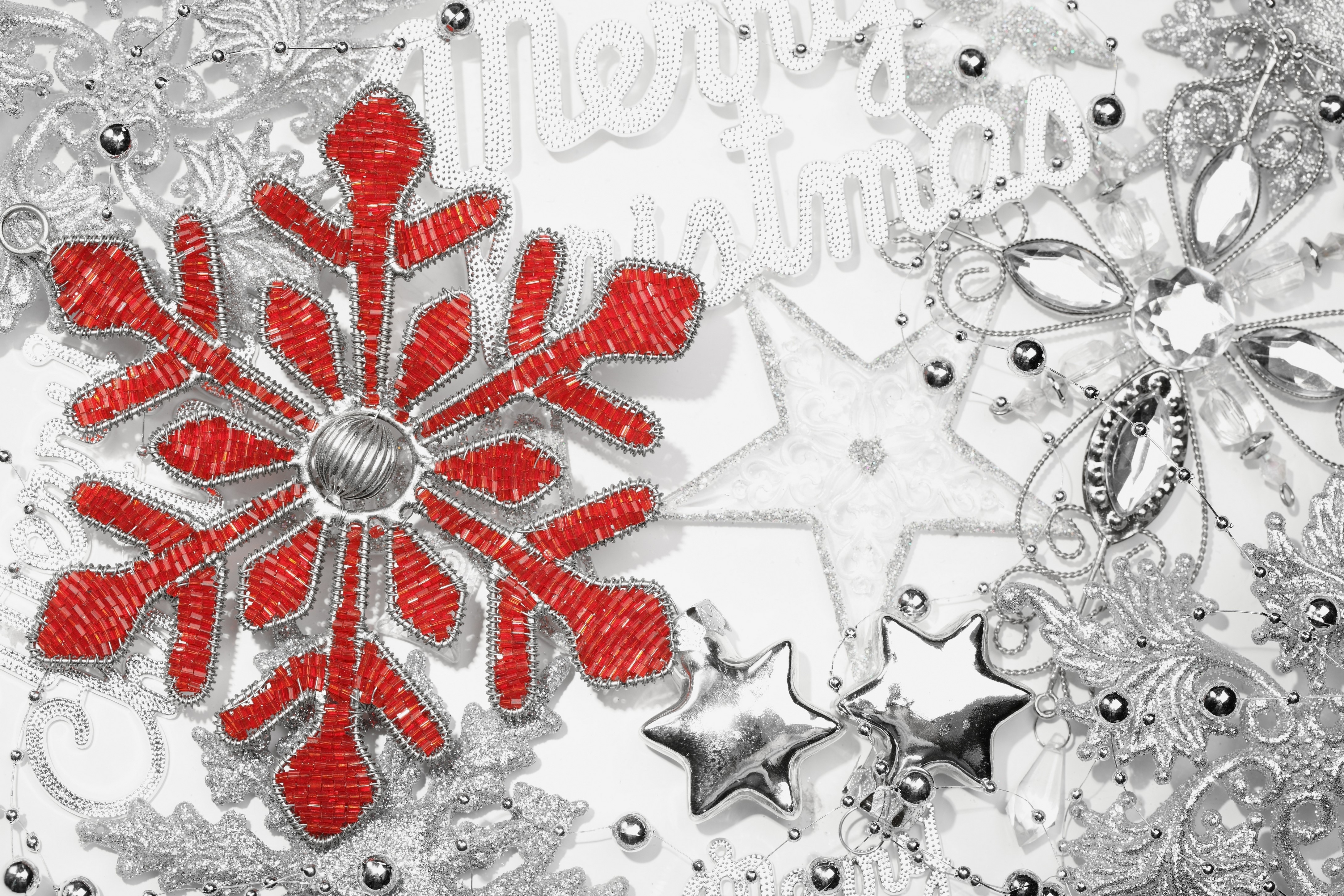 Christmas snowflakes and stars decoration HD Wallpaper