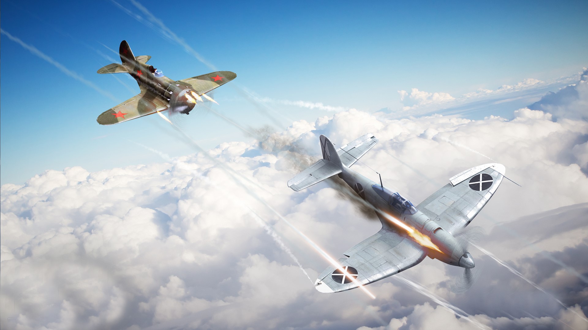 War Thunder: Soviet vs German Fighters in Dogfight HD Wallpaper