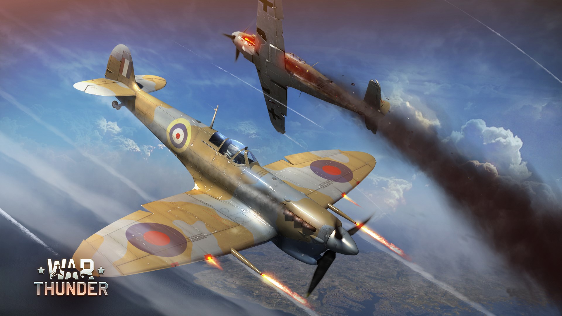 War Thunder: Spitfire vs. Messerschmitt Dogfight HD Wallpaper