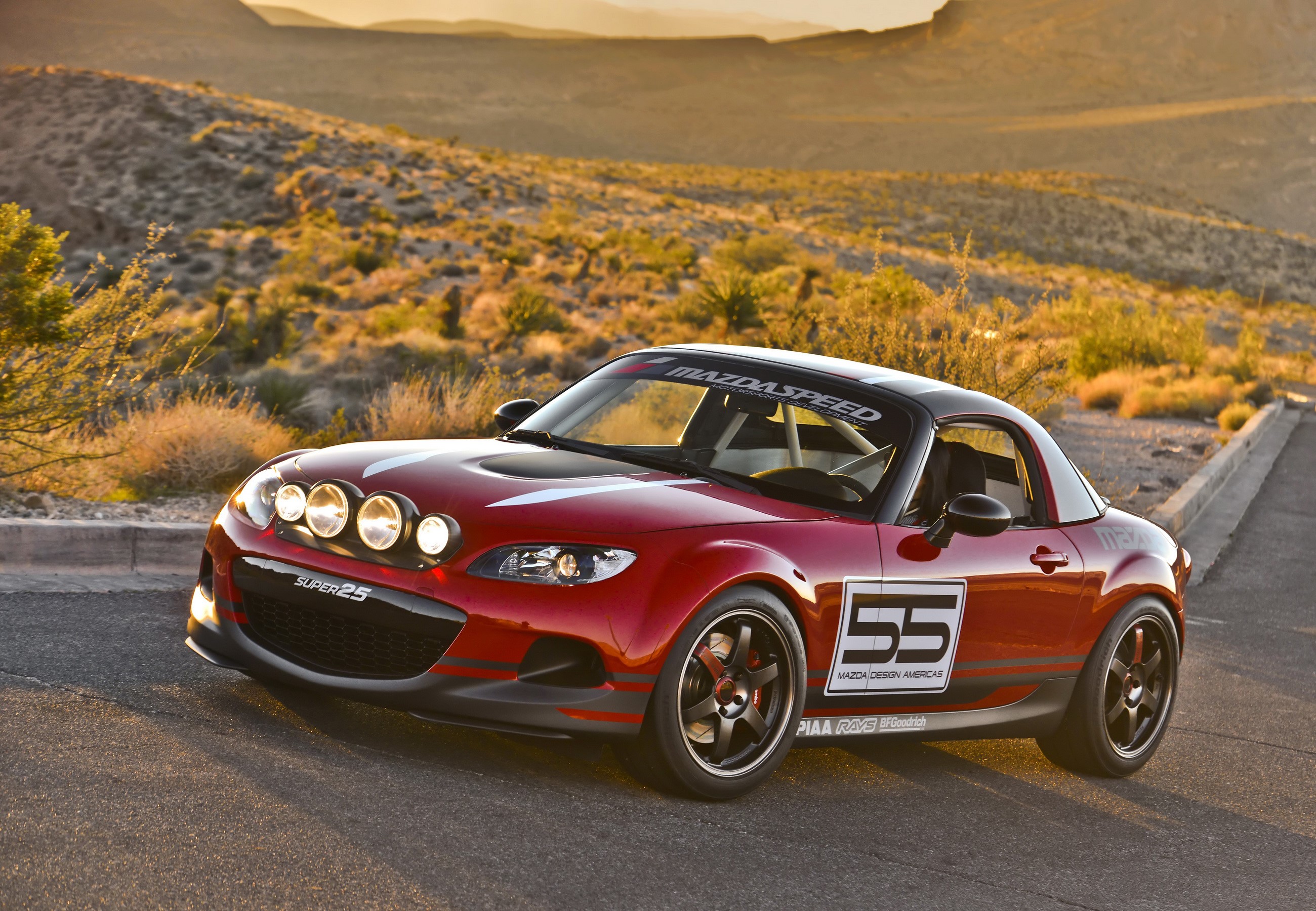 2012 Mazda MX-5 Super 25 in desert landscape HD Wallpaper