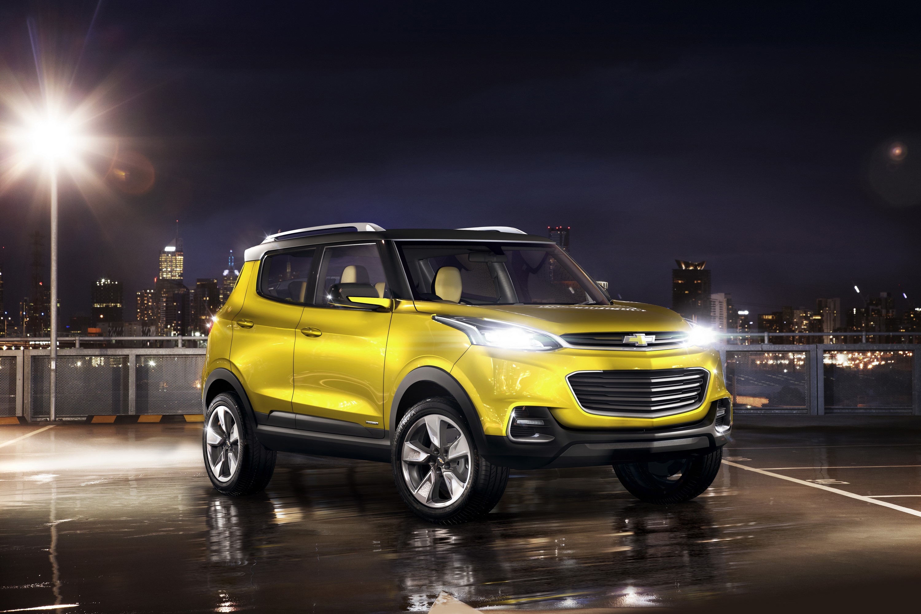 Yellow Chevrolet Adra Concept Car at Night HD Wallpaper