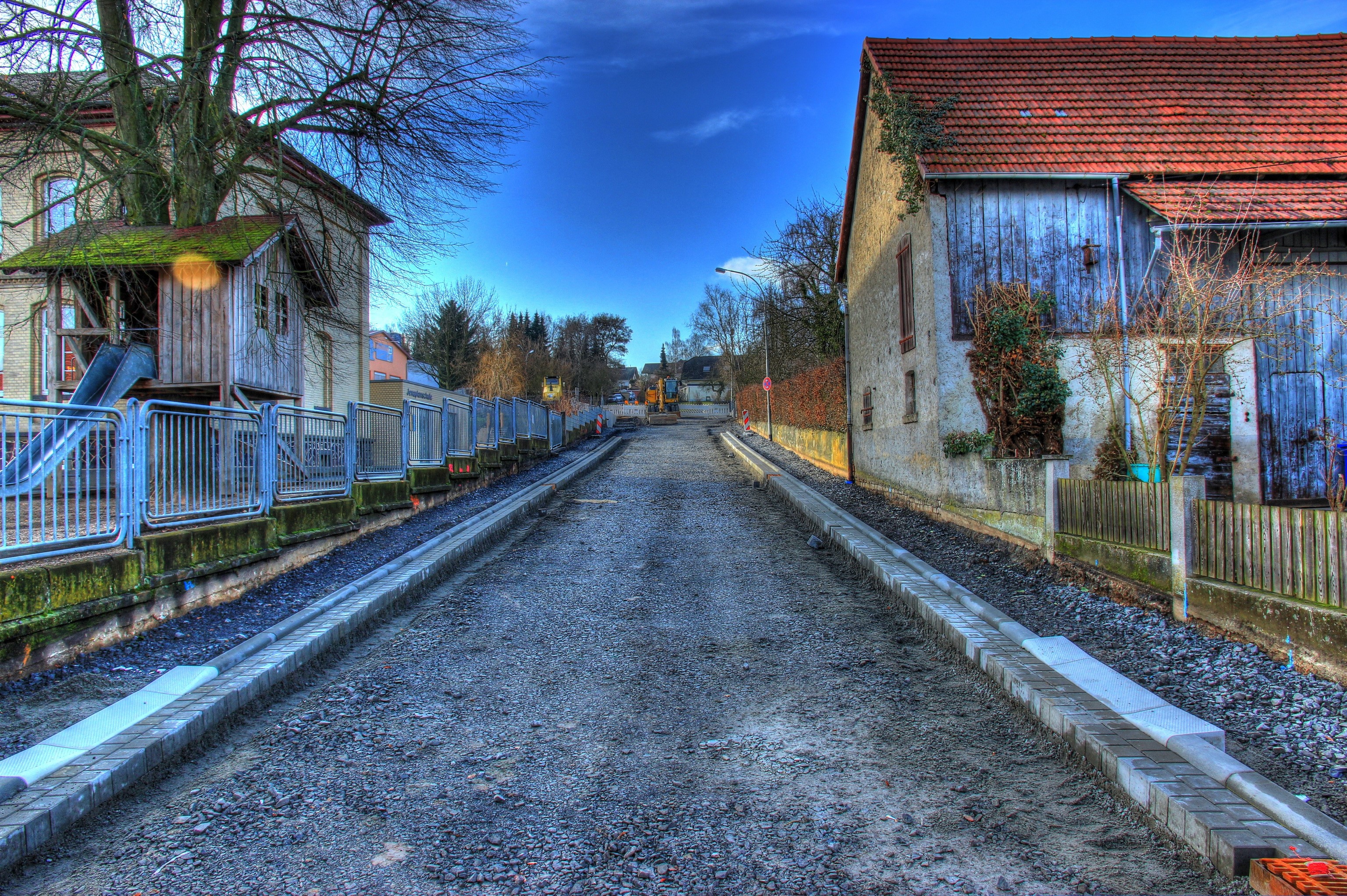Street construction in Hungen, Germany HD Wallpaper