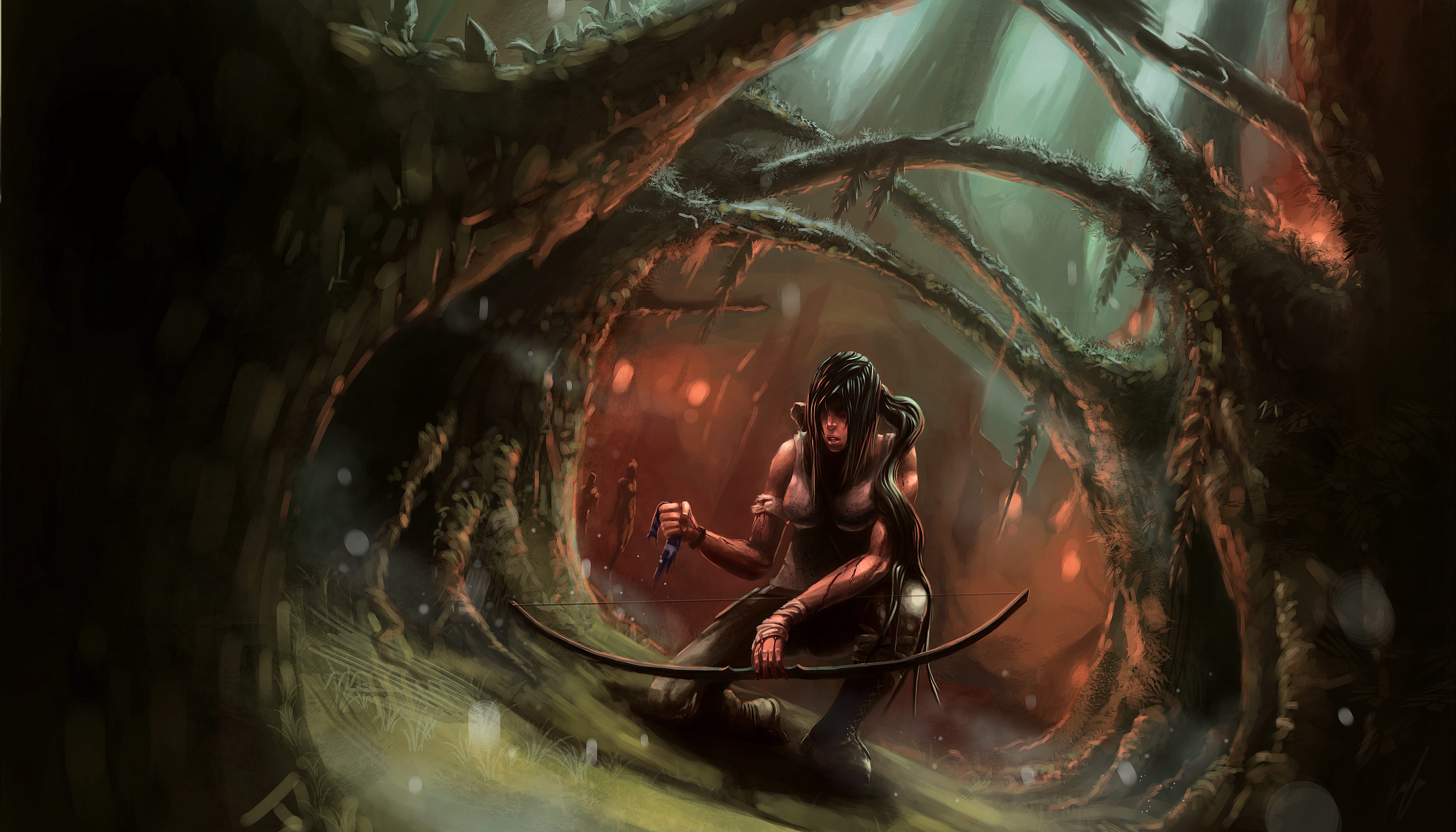 Lara Croft from Tomb Raider with bow and arrow HD Wallpaper