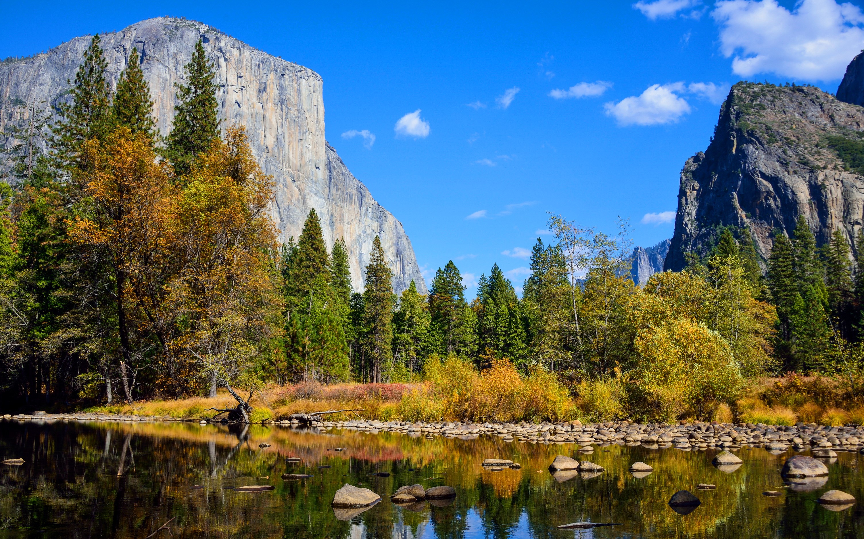Yosemite National Park with El Capitan and Merced River HD Wallpaper