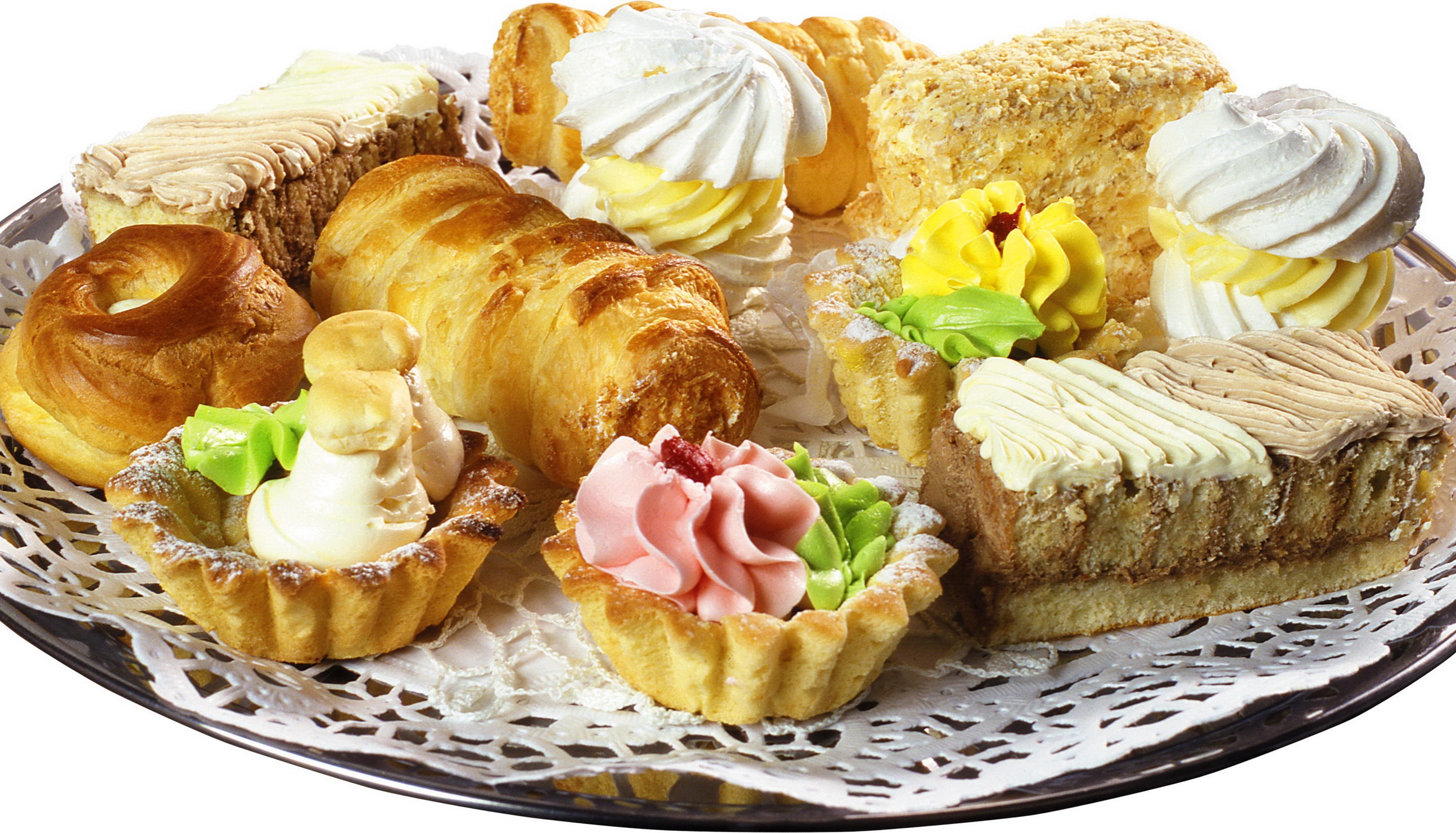 Assortment of pastries and cakes on a platter HD Wallpaper