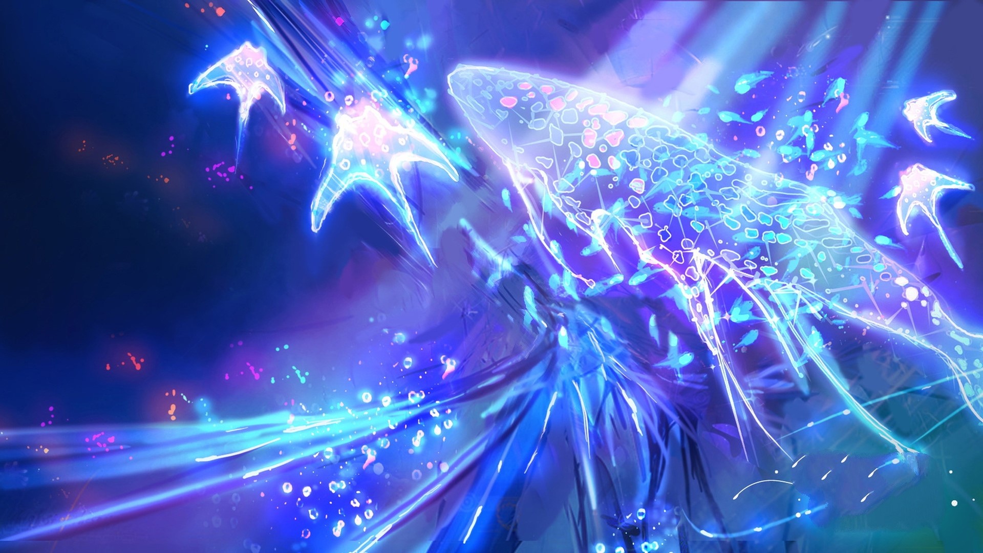 Child of Eden fantastic world glowing creatures HD Wallpaper