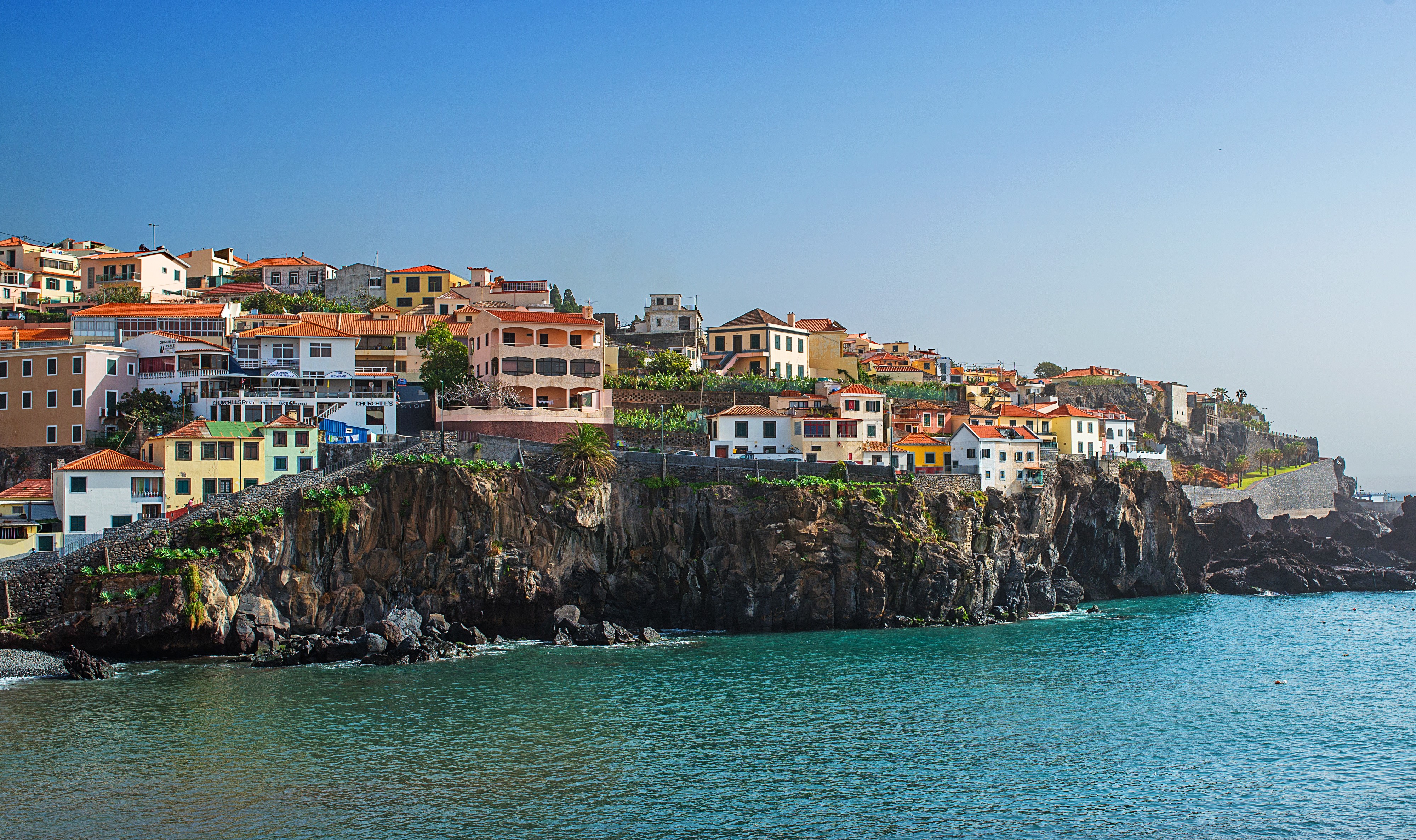 4K Camara de Lobos Madeira Portugal Houses Sea Coast HD Wallpaper