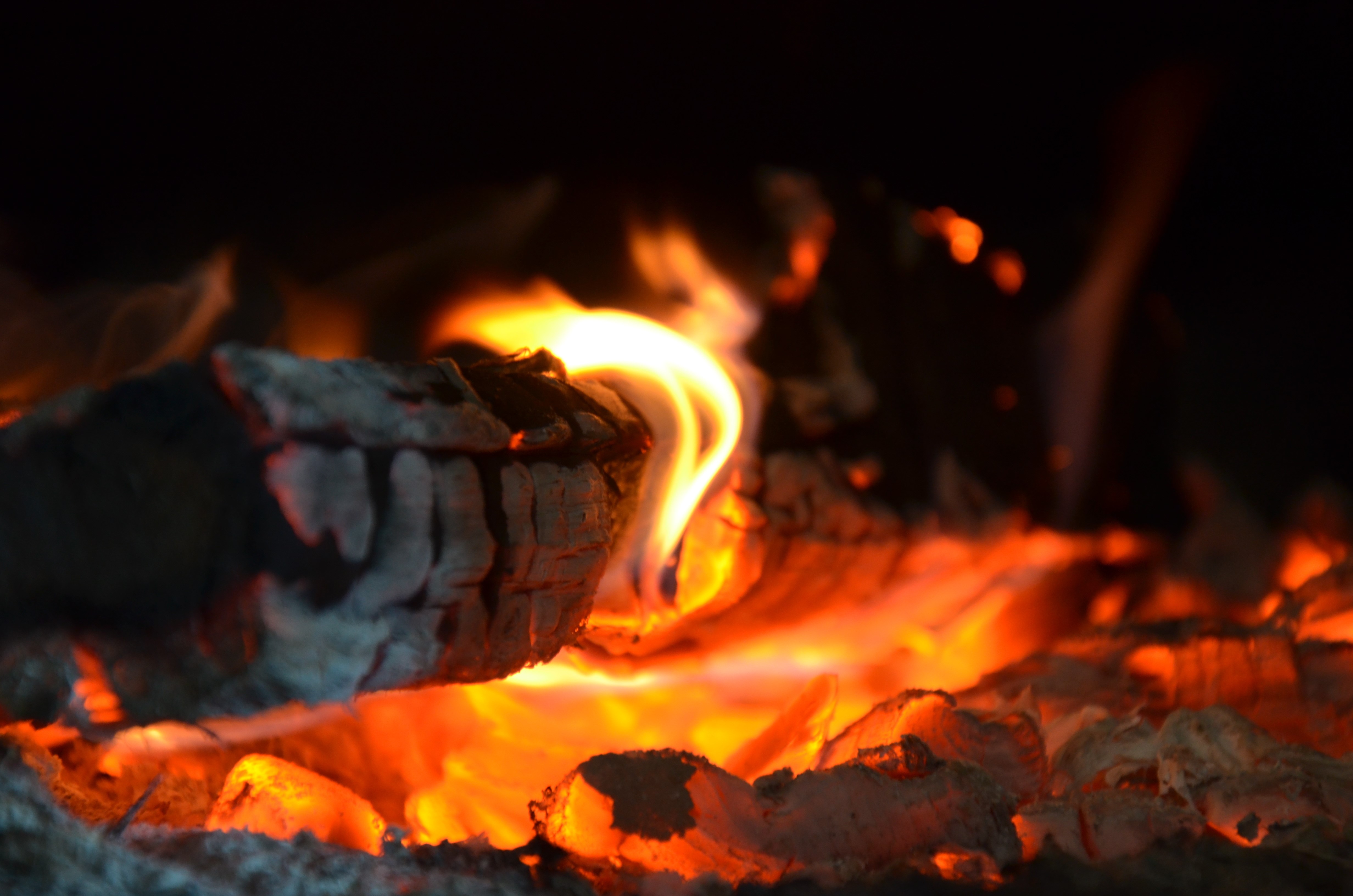Fire and Burning Wood HD Wallpaper